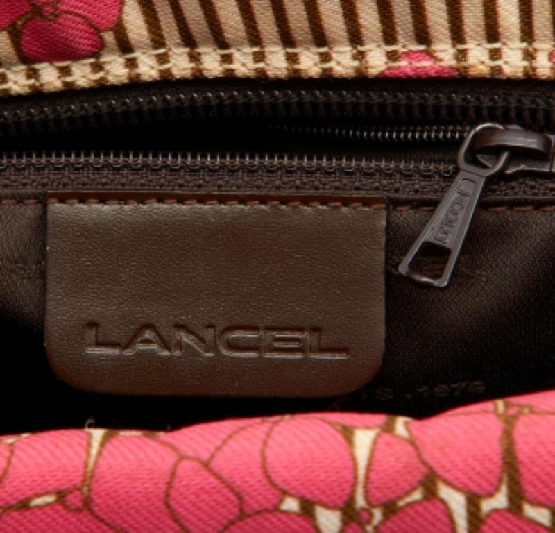 Lancel Cartera de tela floral multicolor y piel con cremallera 3