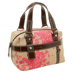 Lancel Multicolor Floral Fabric and Leather Zip Satchel