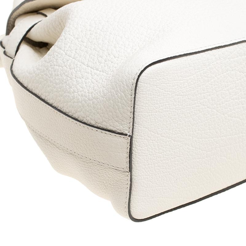 Lancel Off White Grained Leather Medium Charlie De Lancel Top Handle Bag 3