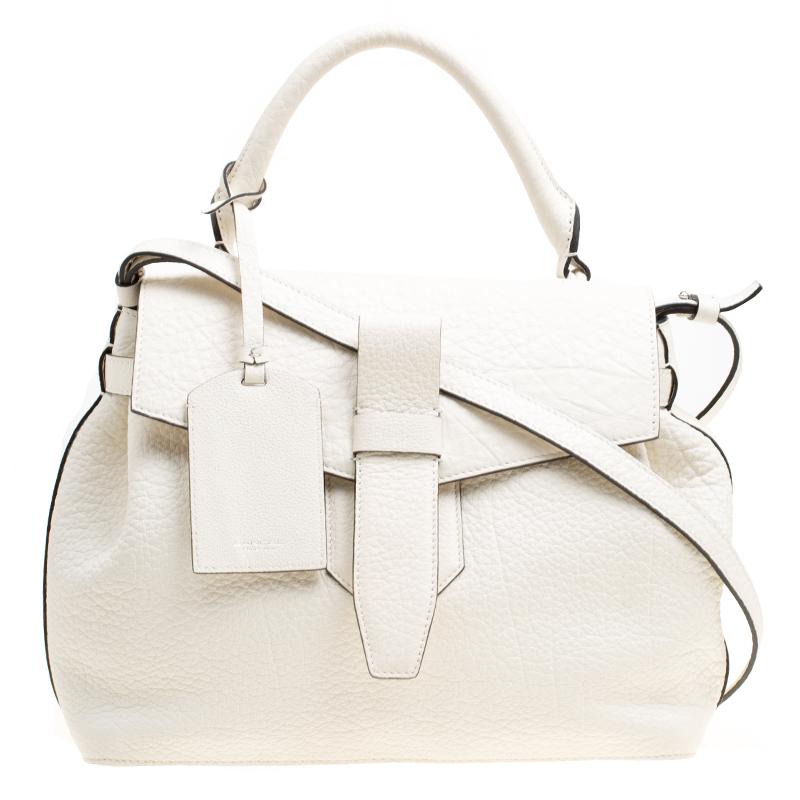 Lancel Off White Grained Leather Medium Charlie De Lancel Top Handle Bag  For Sale at 1stDibs | lancel charlie bag