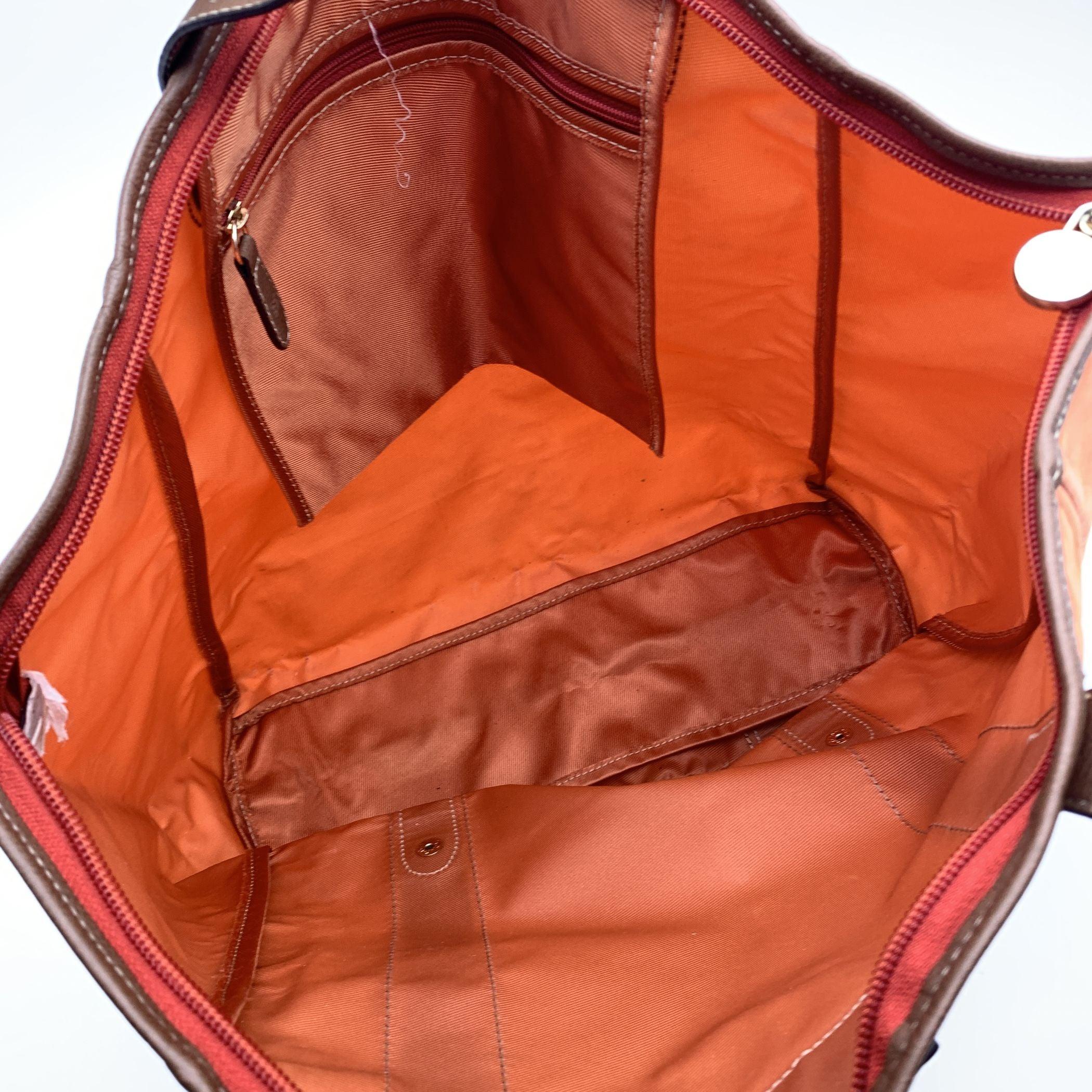 Women's Lancel Orange Nylon Canvas Sac Rock and Roll Tote Shoulder Bag