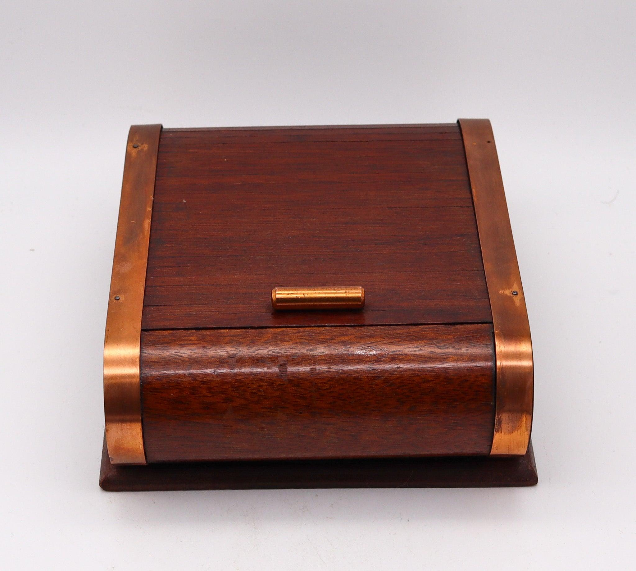 Art deco roller box designed by Lancel Paris.

This is a beautiful desk box created in Paris France by the luxury house of Lancel, during the art deco period, back in the late 1930's. The box is illustrated in the Lancel catalog of 1937-40 and has
