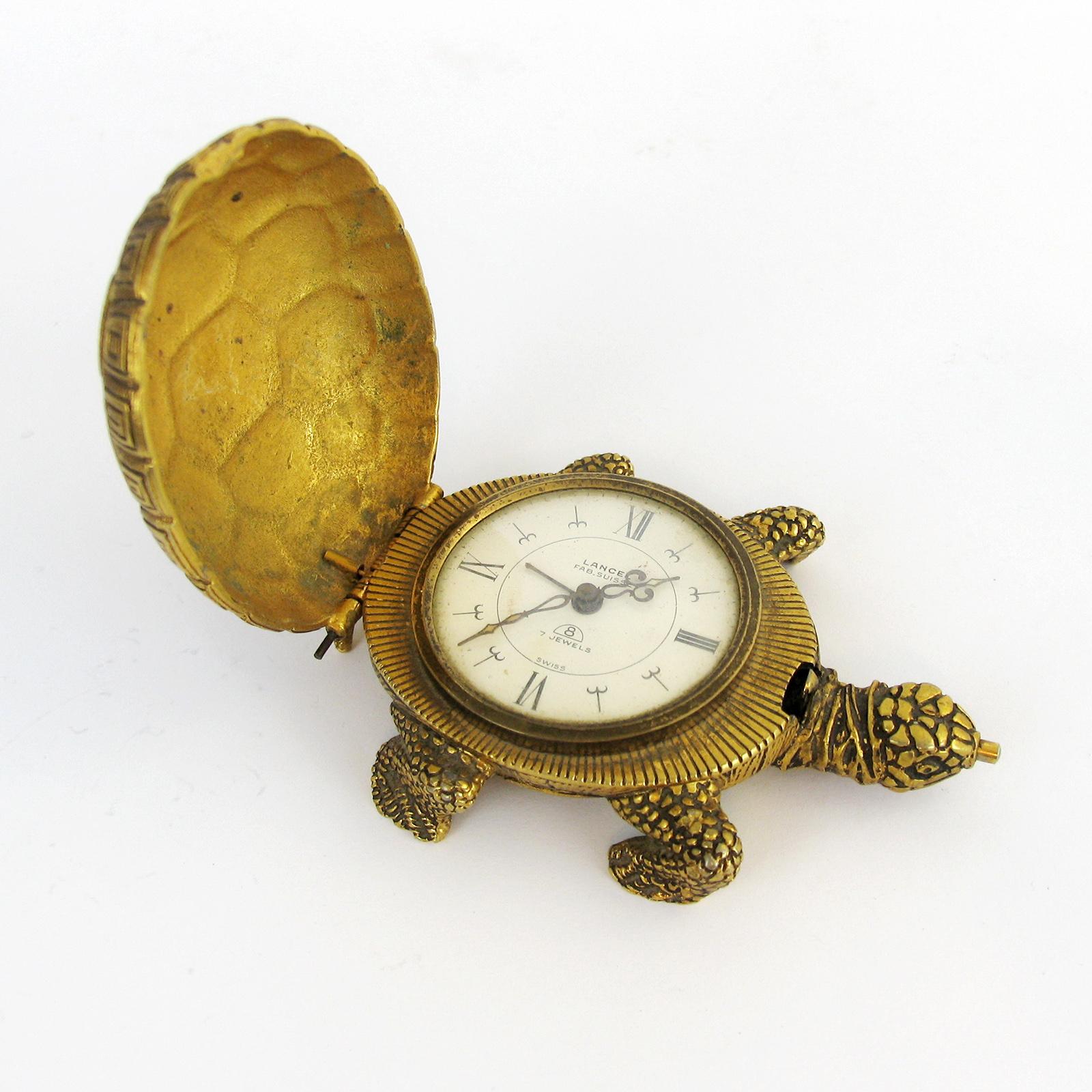 Lancel Paris a Gilt Bronze Turtle Shaped Clock with Concealed Dial, France 1970s 4