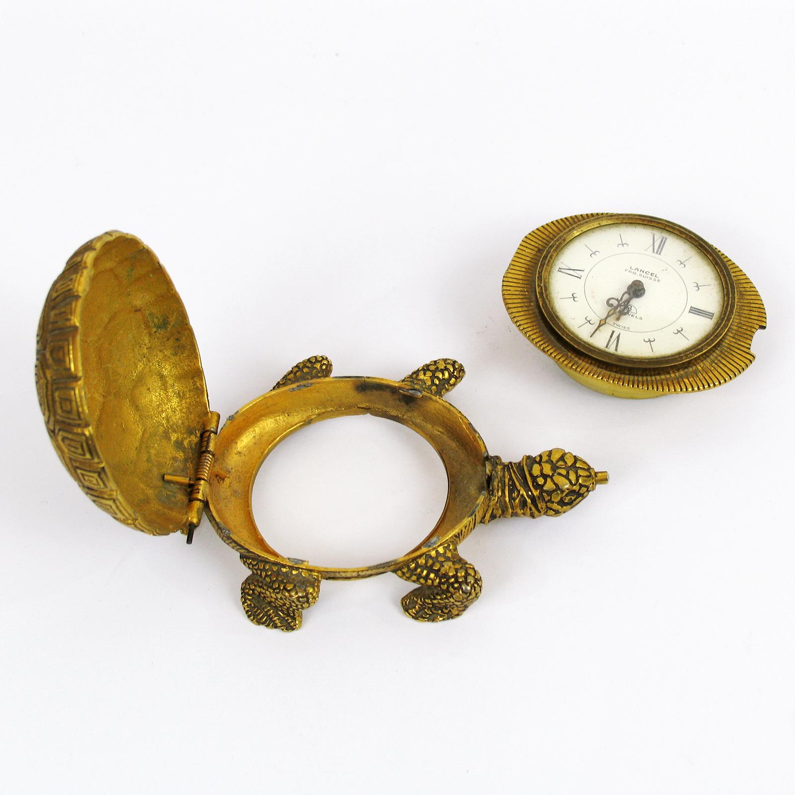 Lancel Paris a Gilt Bronze Turtle Shaped Clock with Concealed Dial, France 1970s 6