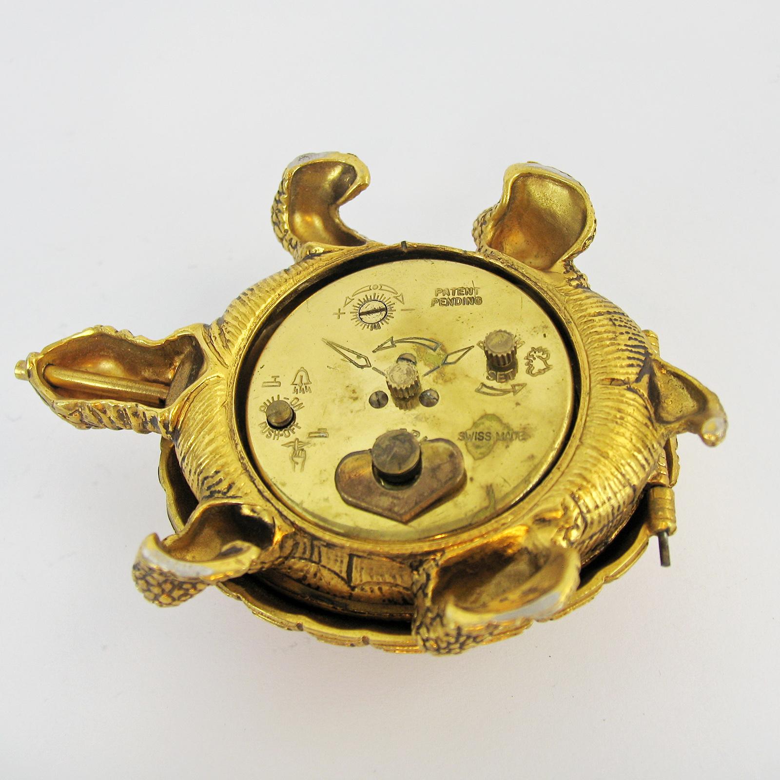 Lancel Paris a Gilt Bronze Turtle Shaped Clock with Concealed Dial, France 1970s 7