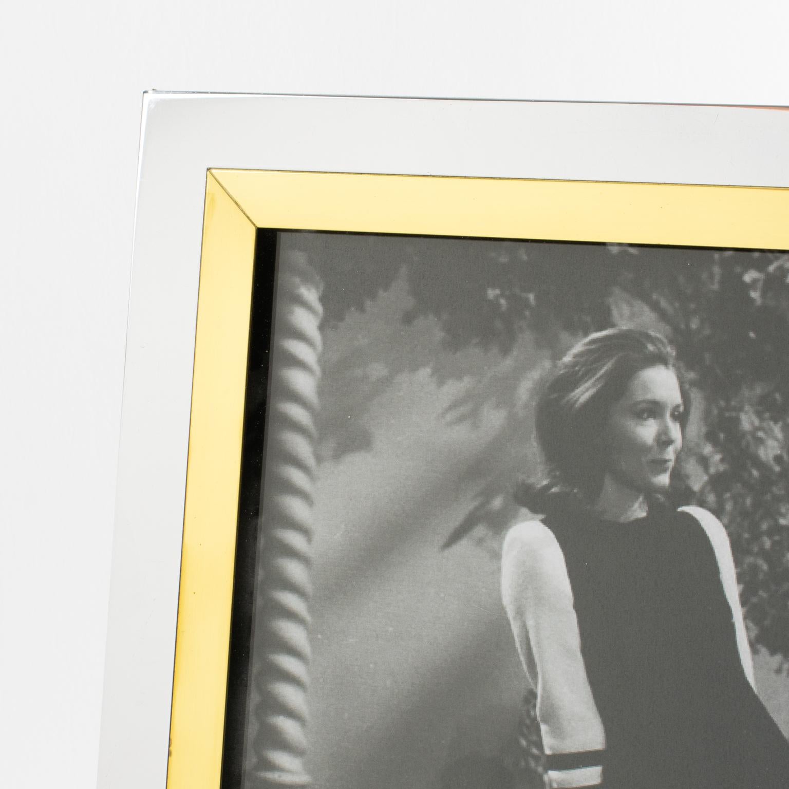 Lancel Paris Chrome and Brass Geometric Kinetic Picture Frame, circa 1970 For Sale 3