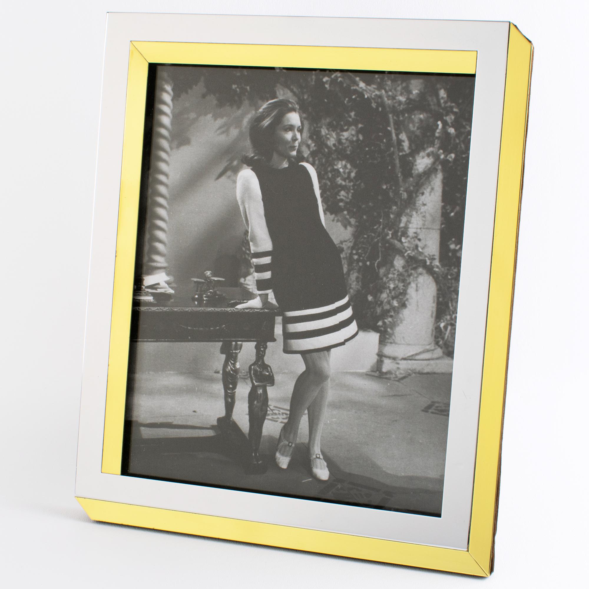 Lancel Paris Chrome and Brass Geometric Kinetic Picture Frame, circa 1970 For Sale 4