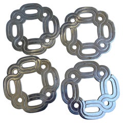 Lancel Paris set de 4 salvamanteles cromados / plateados