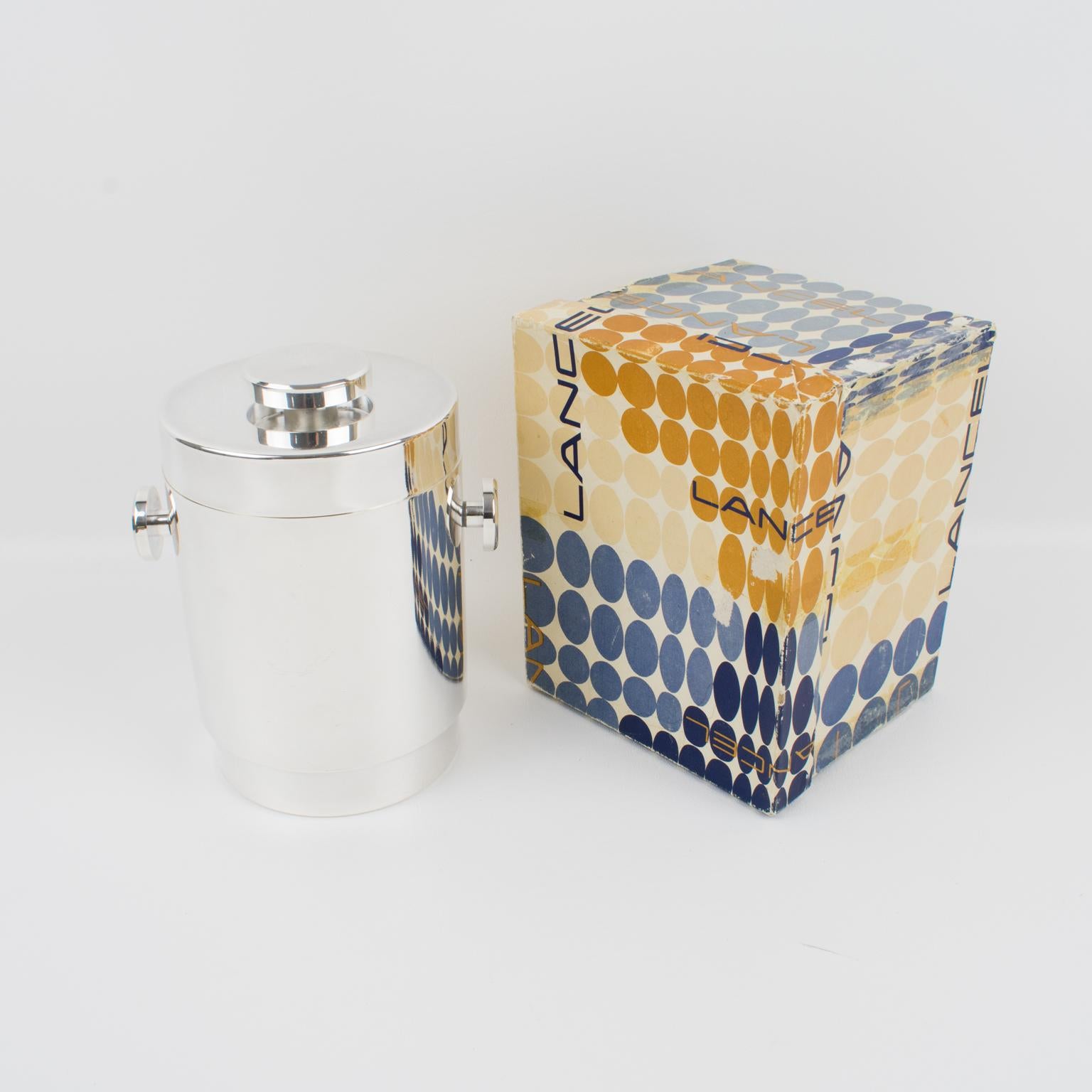 Mid-Century Modern Lancel Modernist Silver Plate Ice Bucket Cooler, circa 1970 For Sale