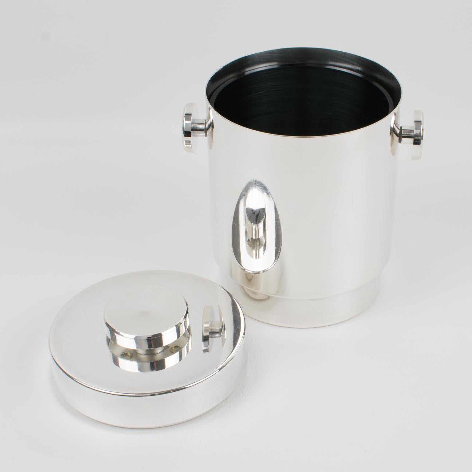 Late 20th Century Lancel Modernist Silver Plate Ice Bucket Cooler, circa 1970 For Sale