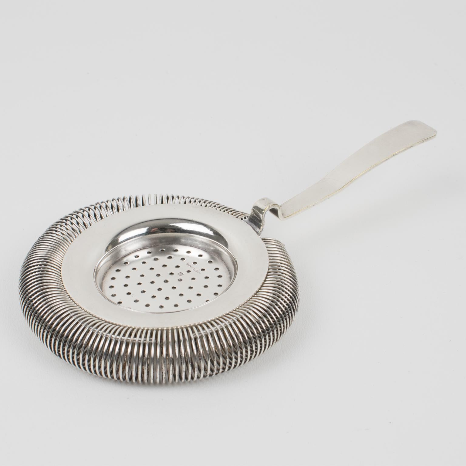 Lancel Paris Colador de Cóctel Plateado para Coctelera Boston Moderno en venta