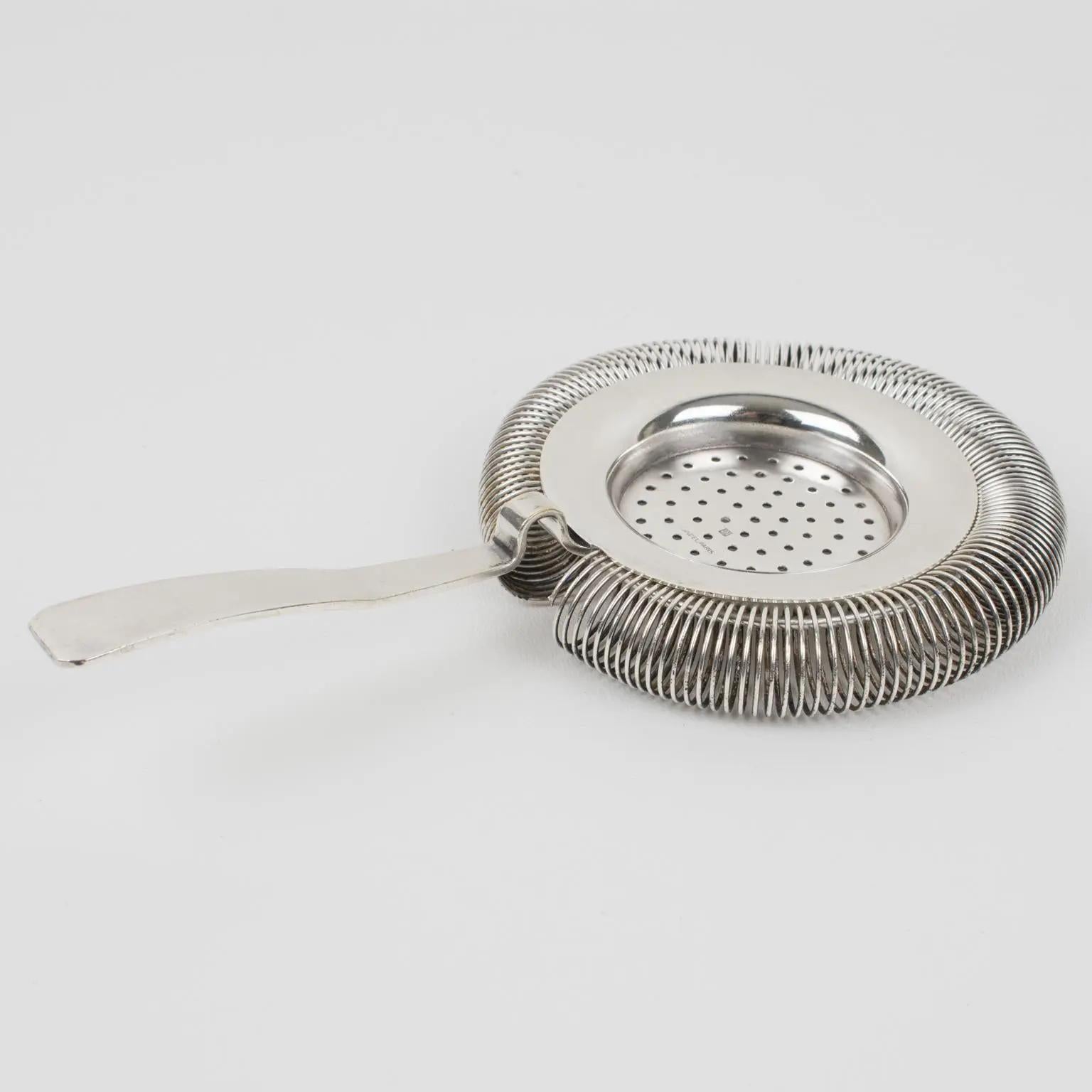French Lancel Paris Silver Plate Cocktail Strainer for Boston Shaker For Sale