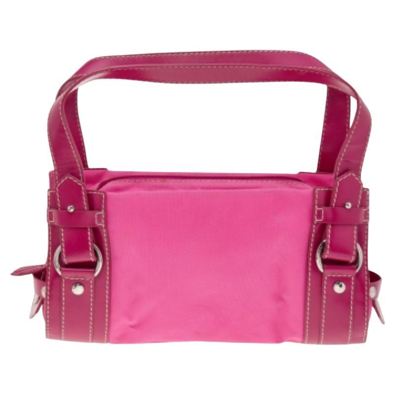 Lancel Pink Canvas And Leather Shoulder Bag