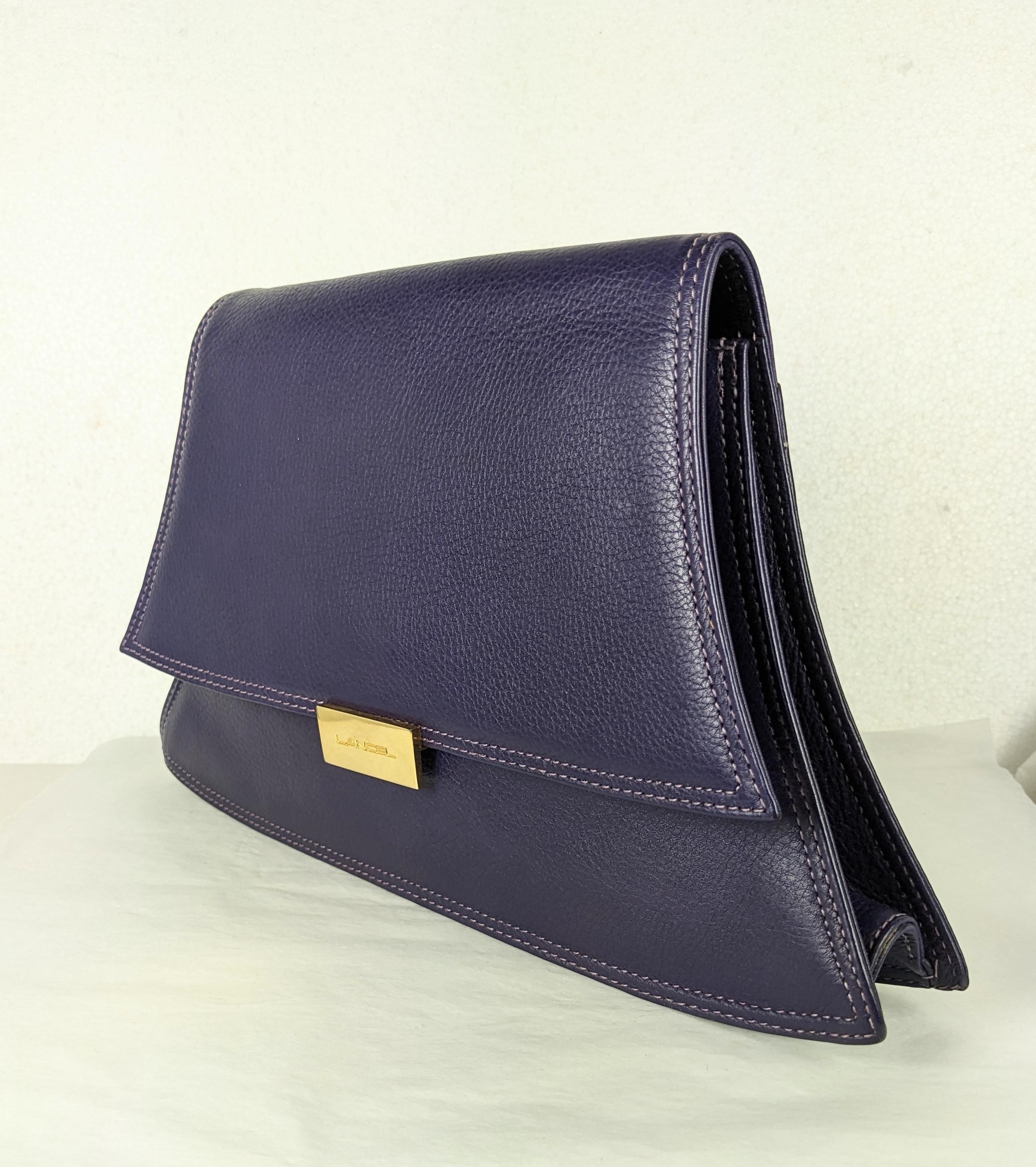 Black Lancel Purple Shaped Clutch For Sale