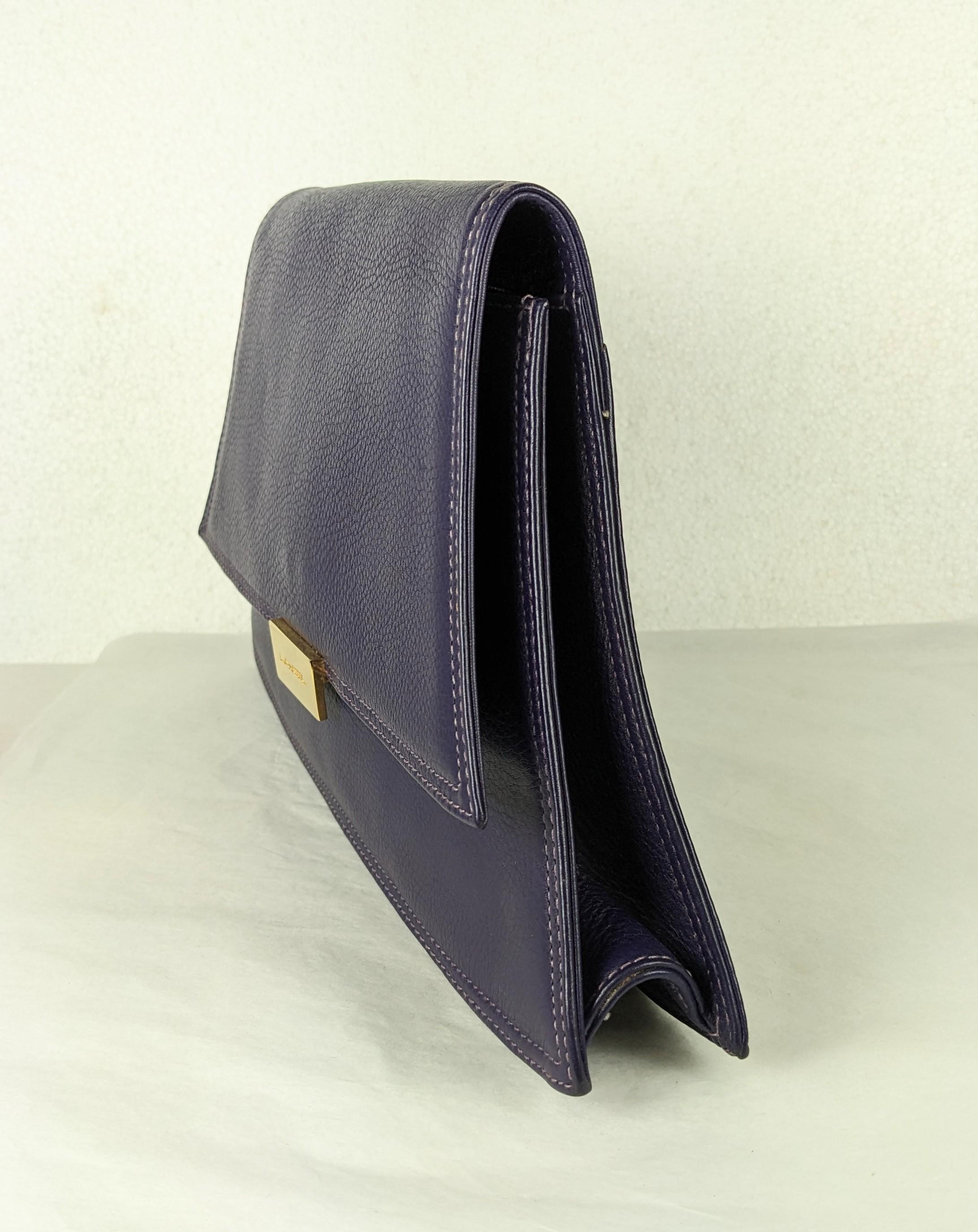 Lancel Purple Shaped Clutch In Excellent Condition For Sale In New York, NY