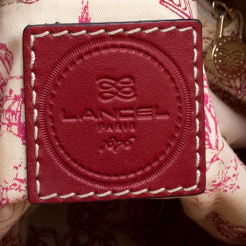 Women's Lancel Red Croc Embossed Leather Small Premier Flirt Bucket Bag