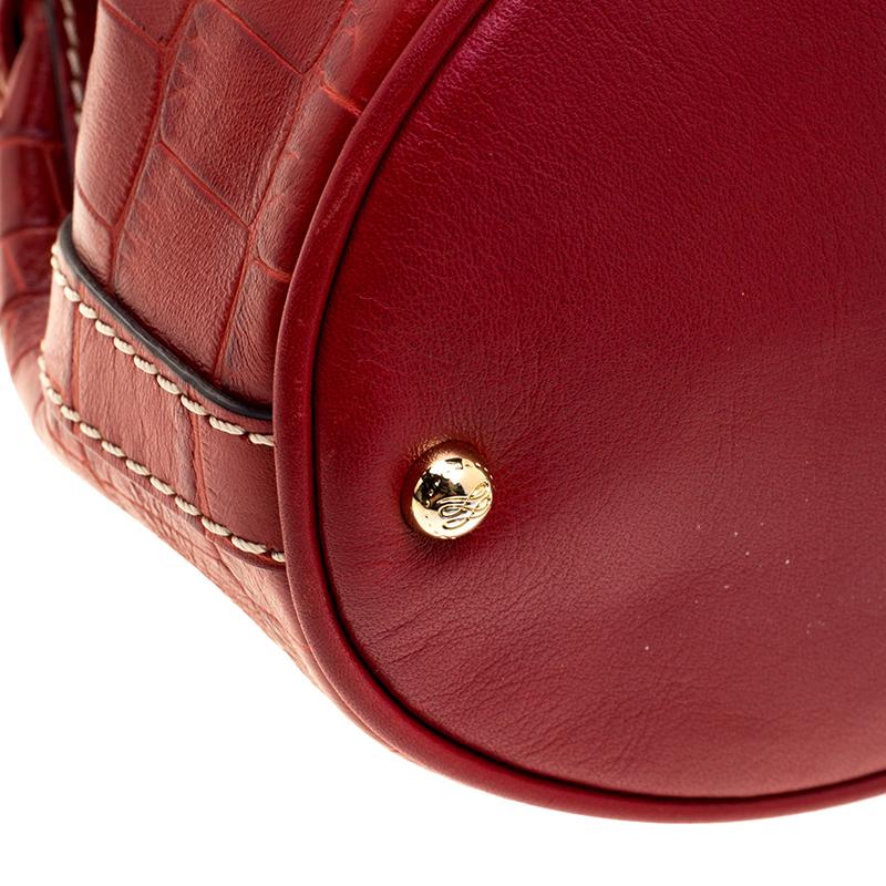 Lancel Red Croc Embossed Leather Small Premier Flirt Bucket Bag 1