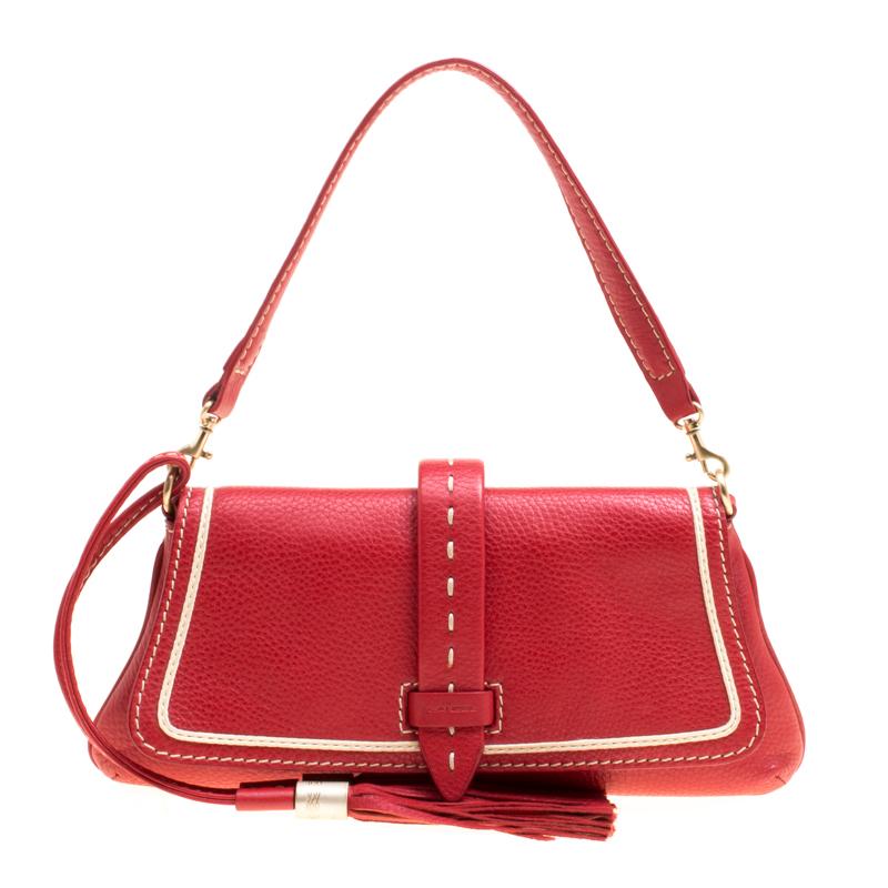 Lancel Red Leather Clutch For Sale at 1stDibs