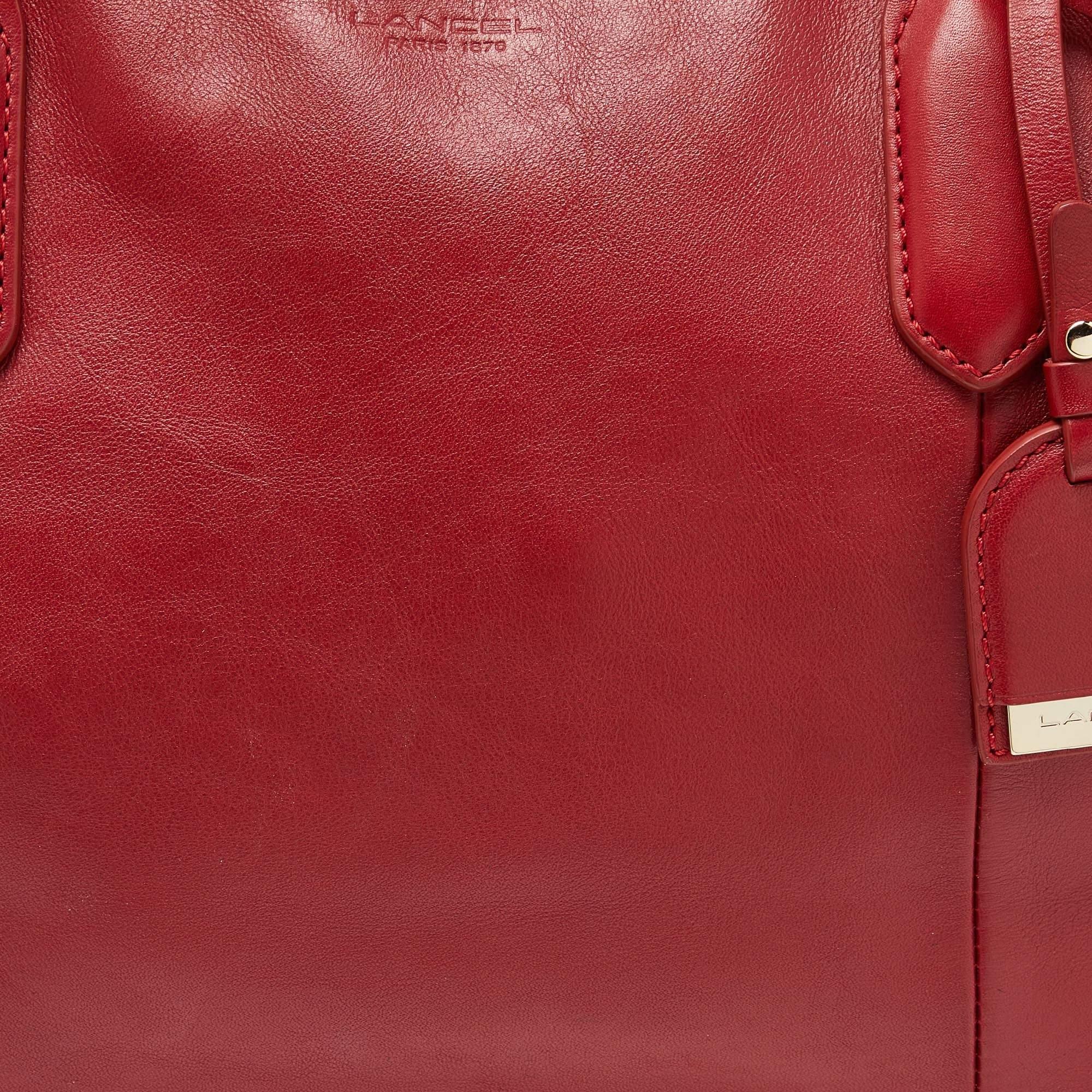 Lancel Red Leather Top Zip Bag For Sale 6