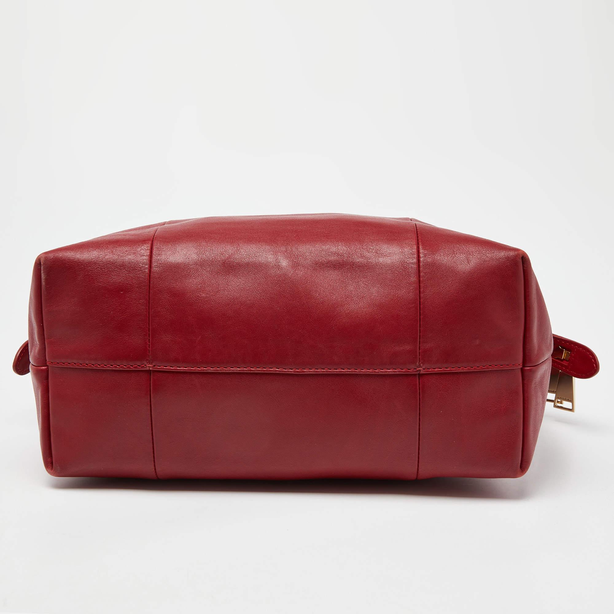 Lancel Red Leather Top Zip Bag For Sale 7