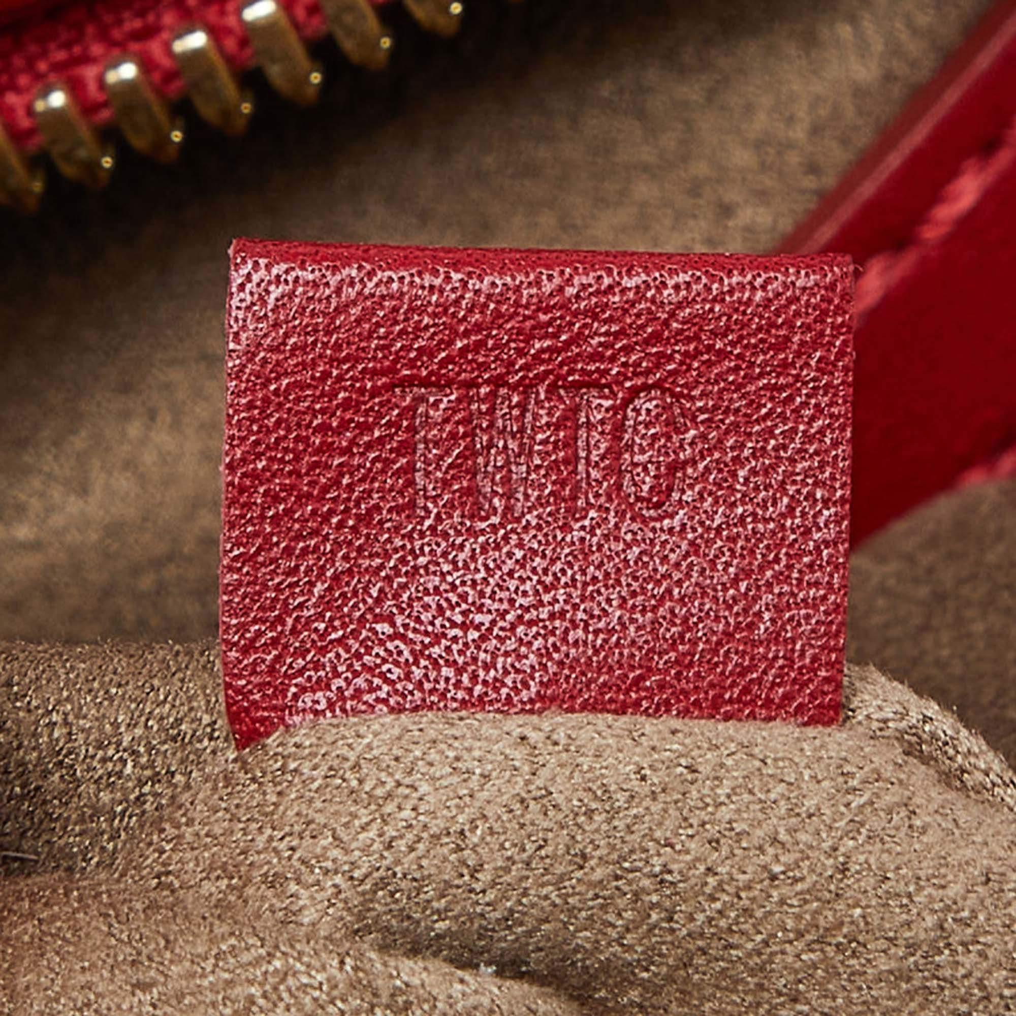 Lancel Red Leather Top Zip Bag For Sale 4