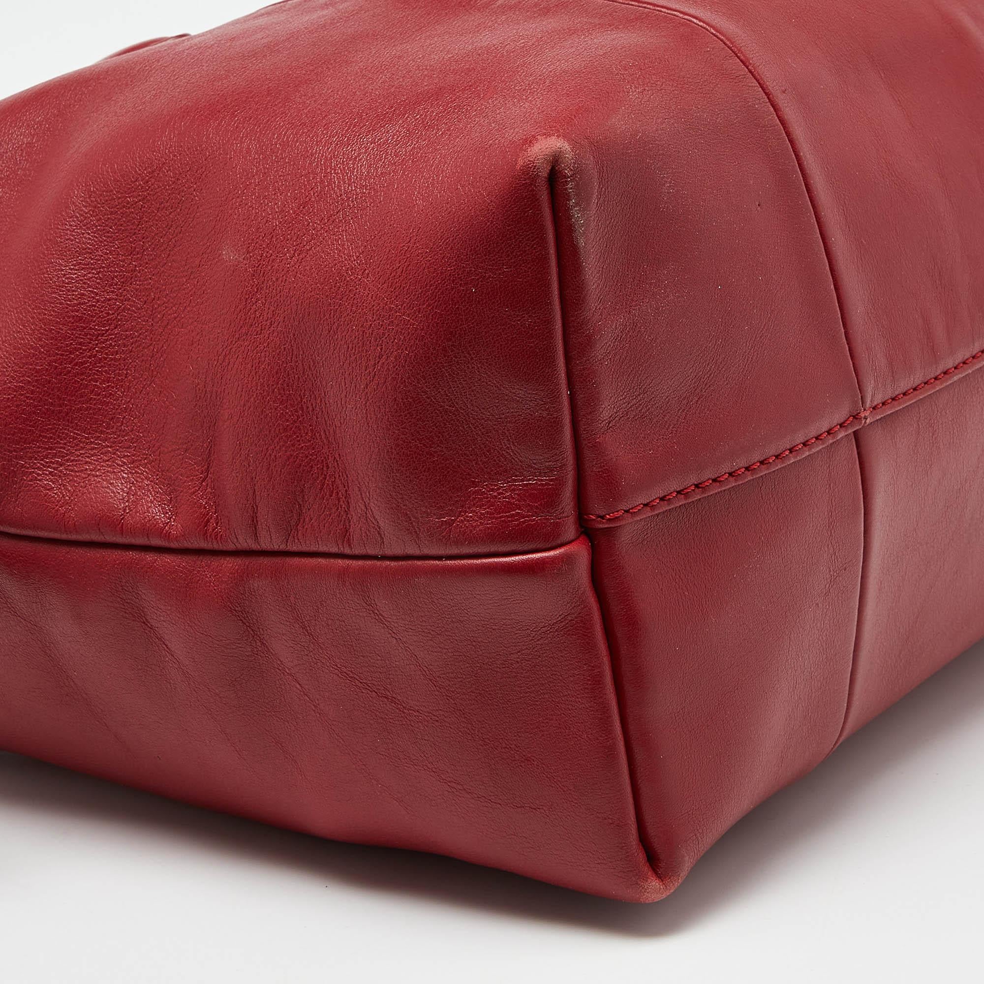 Lancel Red Leather Top Zip Bag For Sale 4
