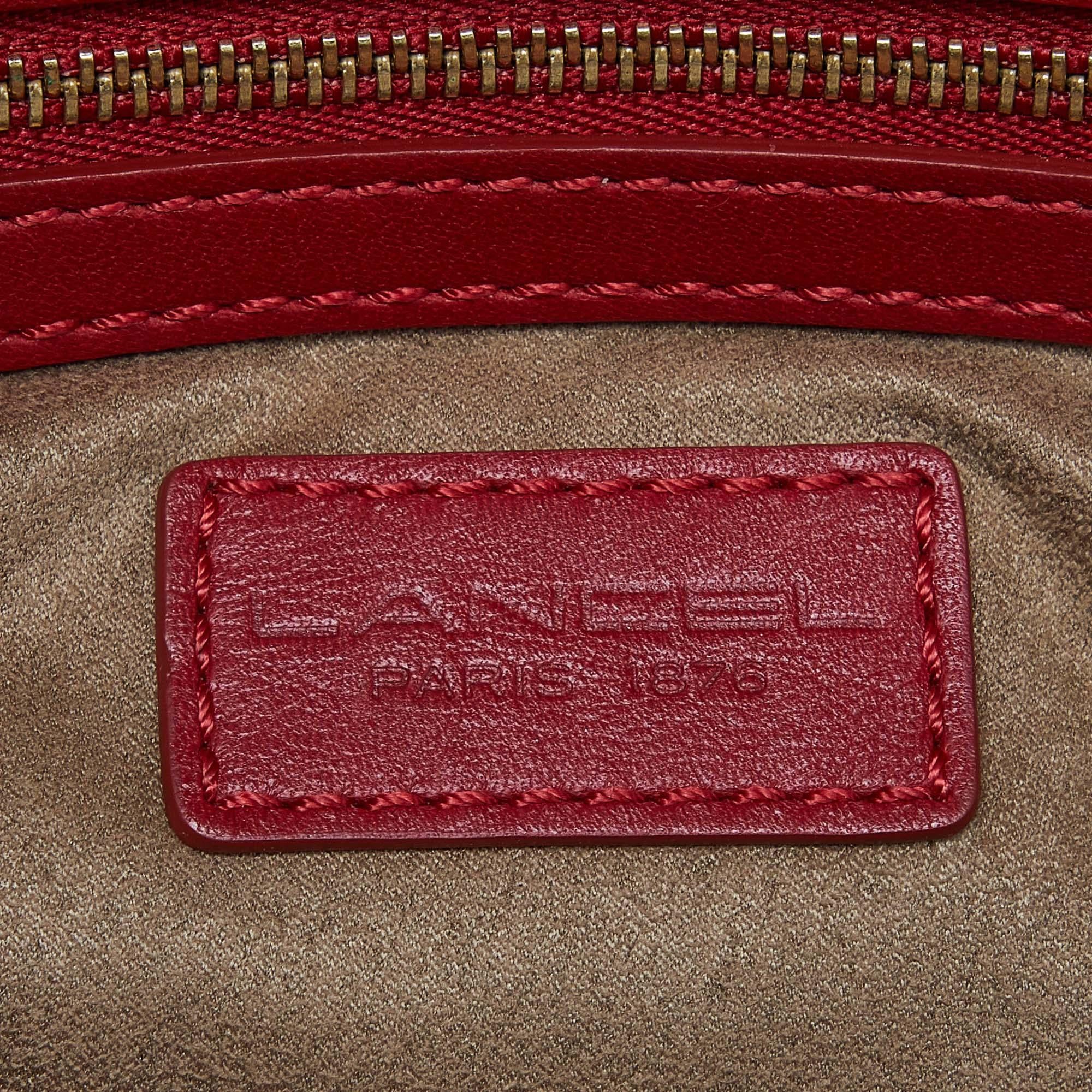 Lancel Red Leather Top Zip Bag For Sale 5