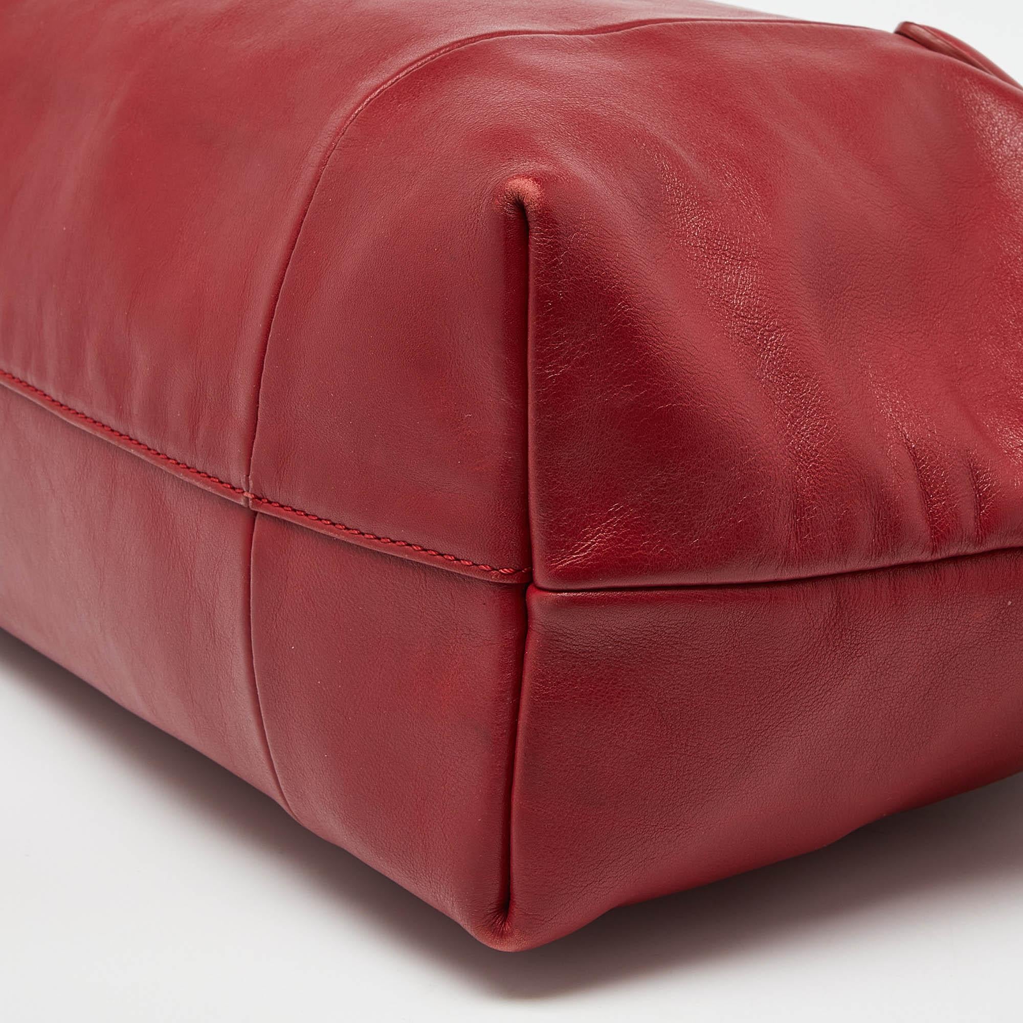 Lancel Red Leather Top Zip Bag For Sale 5