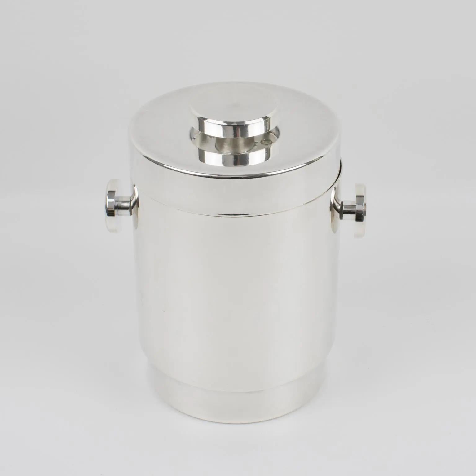 Lancel Silver Plate Ice Bucket Cooler, France 1970s in Original Box For Sale 4