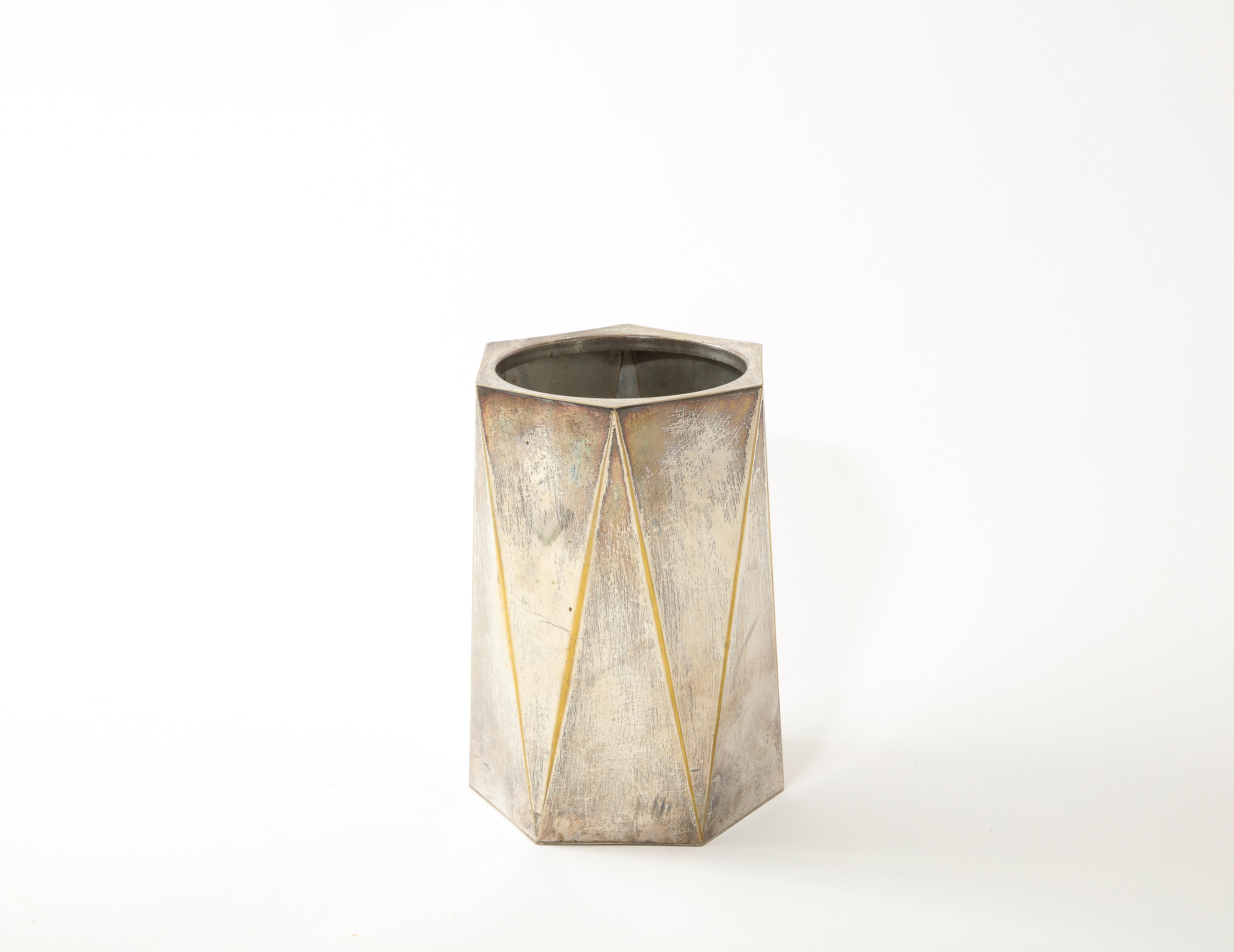 Modern Lancel Silver Plated Vase, France 1960's For Sale