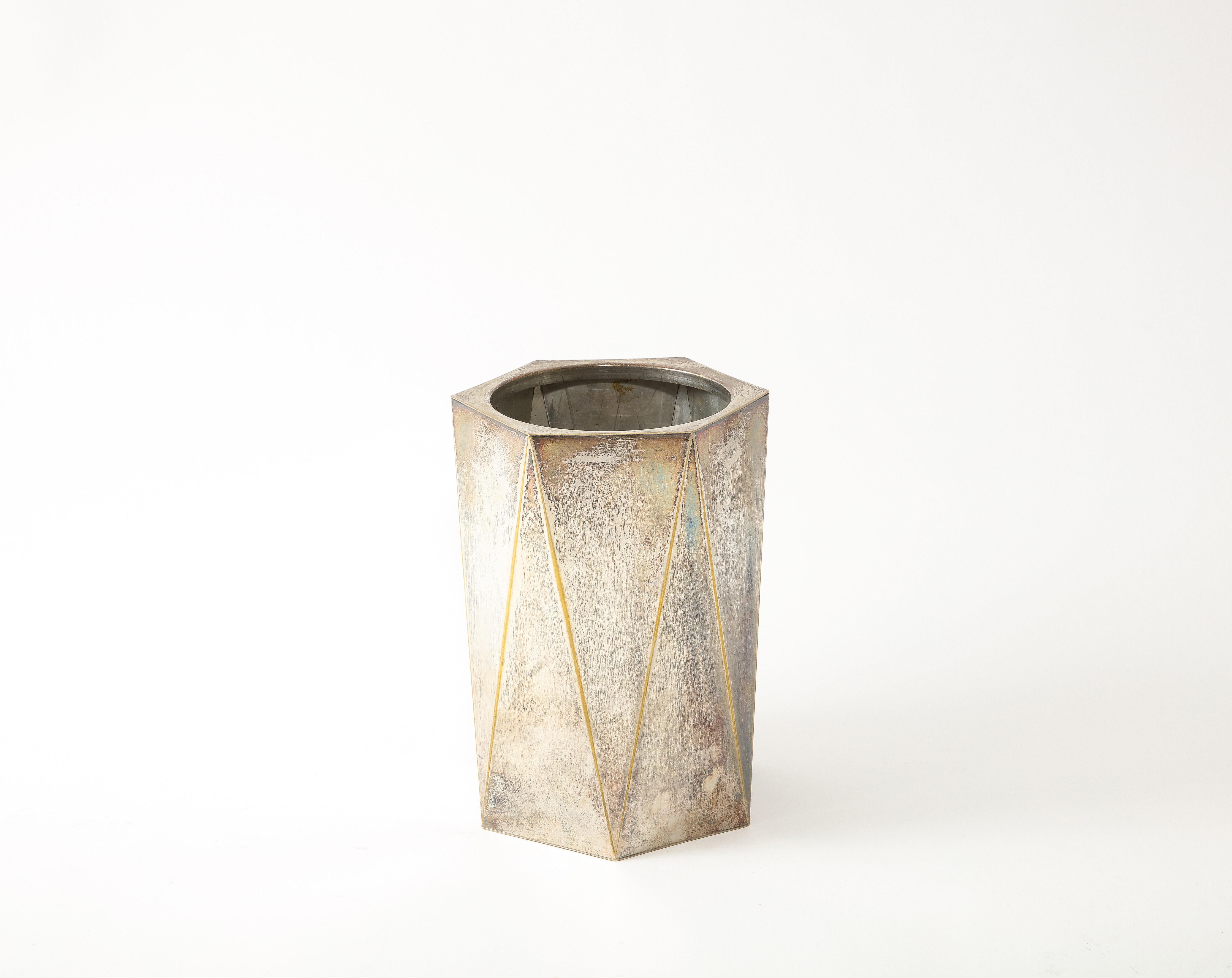 Versilberte Lancel-Vase, Frankreich, 1960er Jahre im Angebot 2