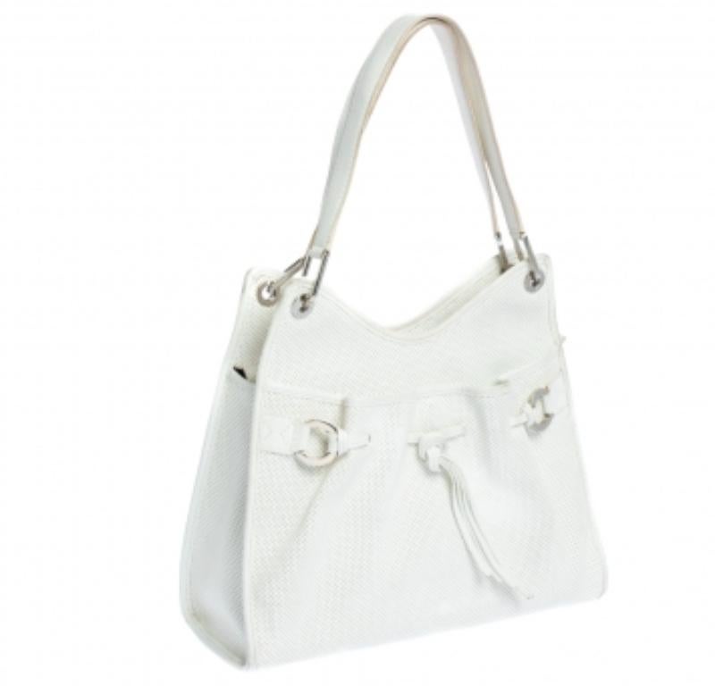 Lancel White Leather Shoulder Bag For Sale 3
