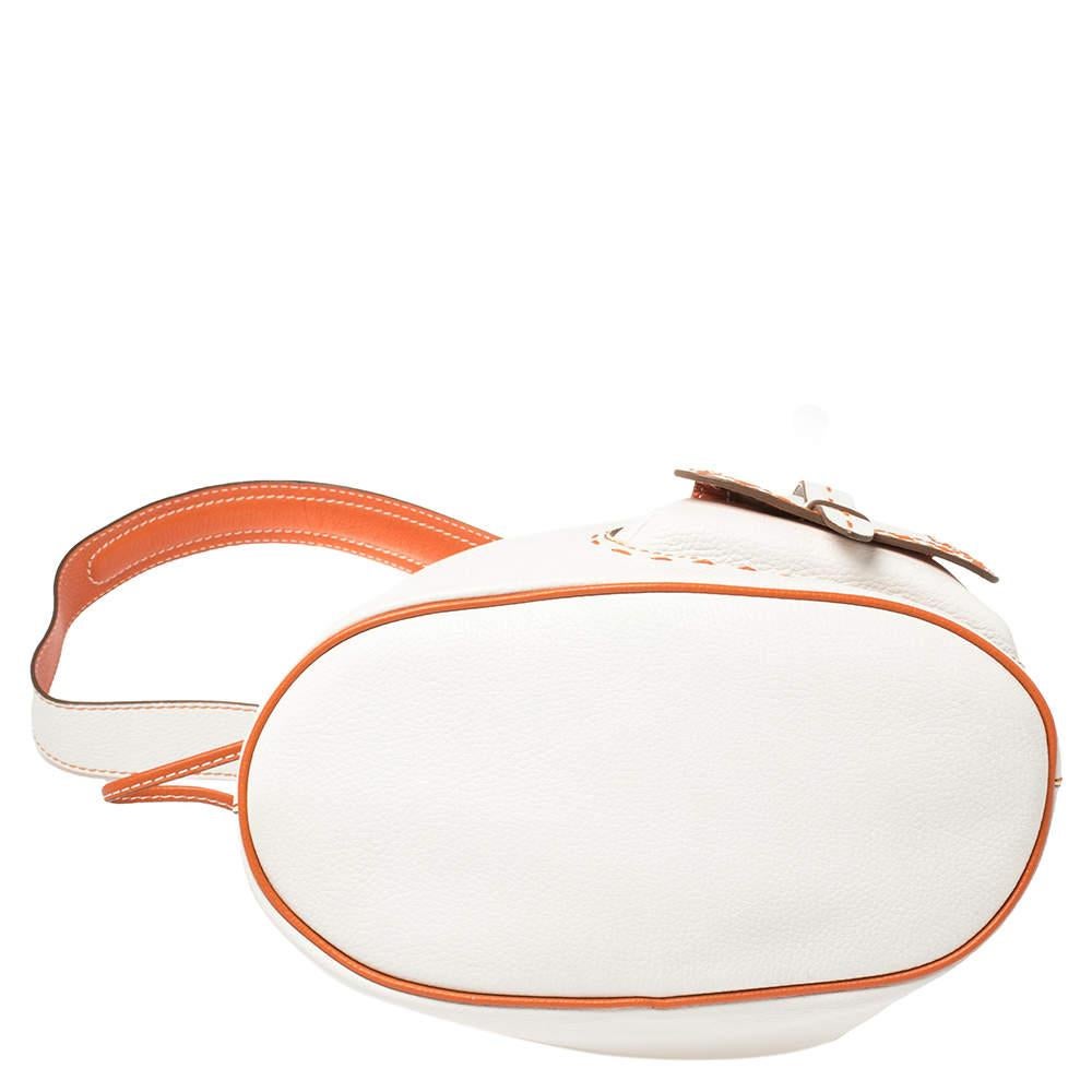 Lancel White/Orange Leather Premiere Flirt Bucket Bag 2