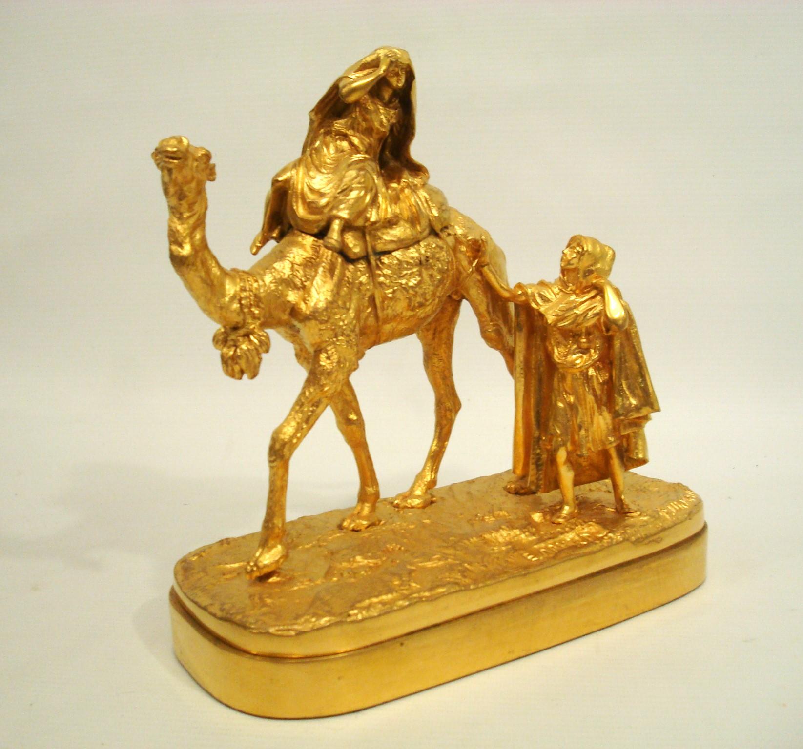 Lanceray, Eugeny Gilt Bronze Sculpture of a Woman over a Camel 1883 5