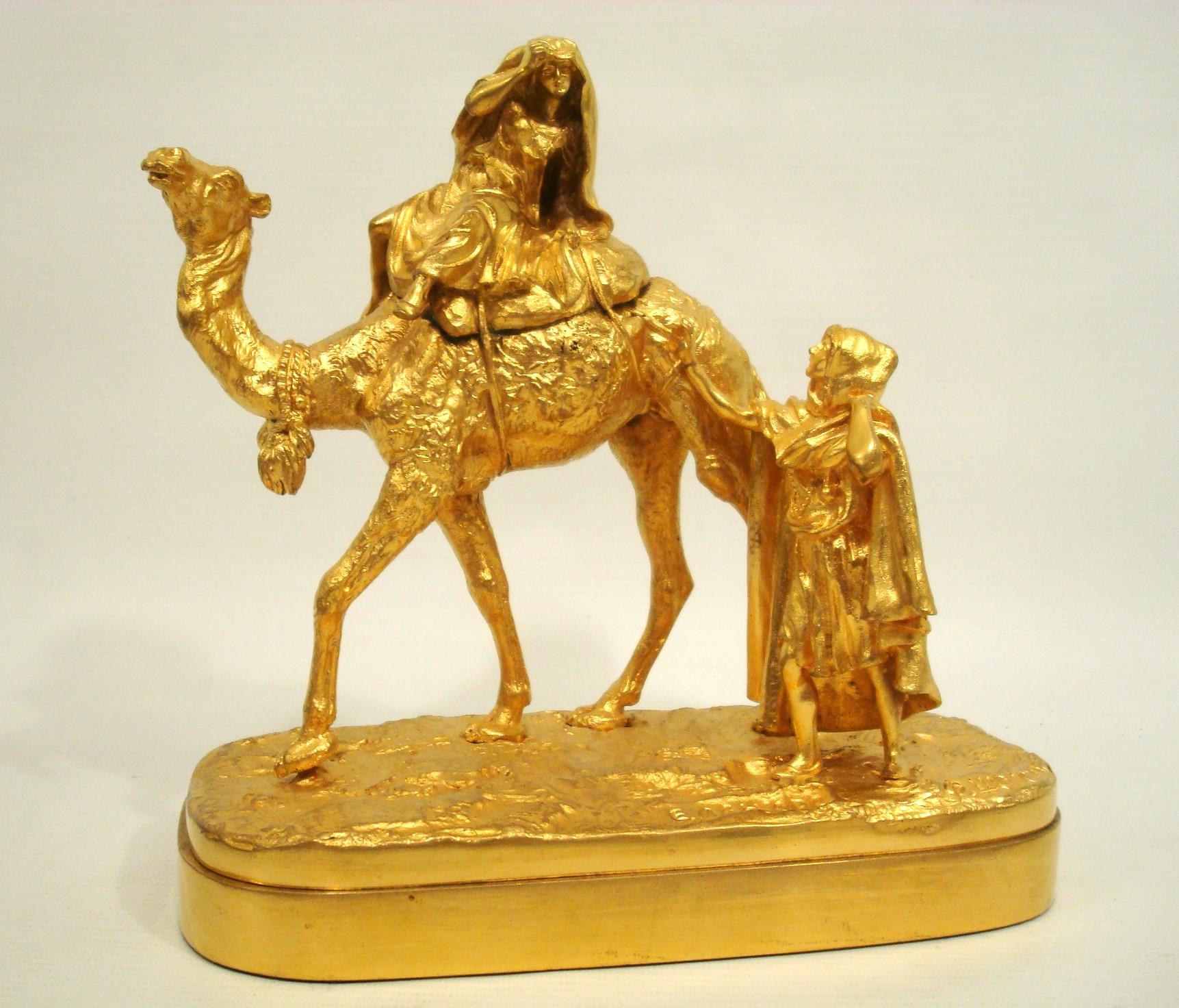 Lanceray, Eugeny Gilt Bronze Sculpture of a Woman over a Camel 1883 8