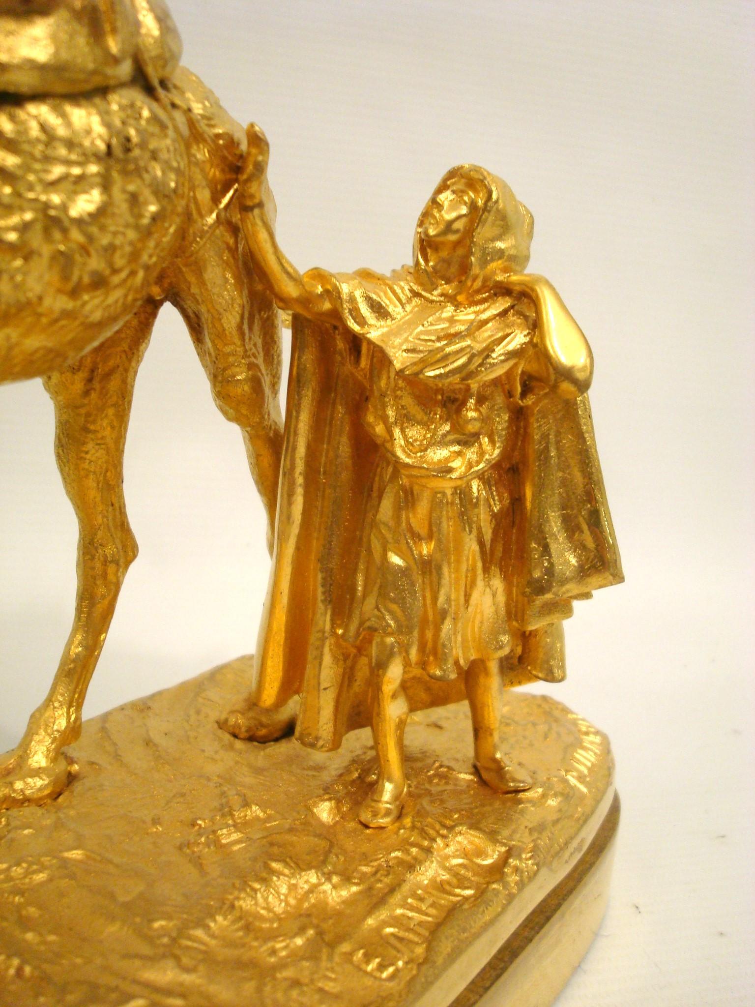 19th Century Lanceray, Eugeny Gilt Bronze Sculpture of a Woman over a Camel 1883