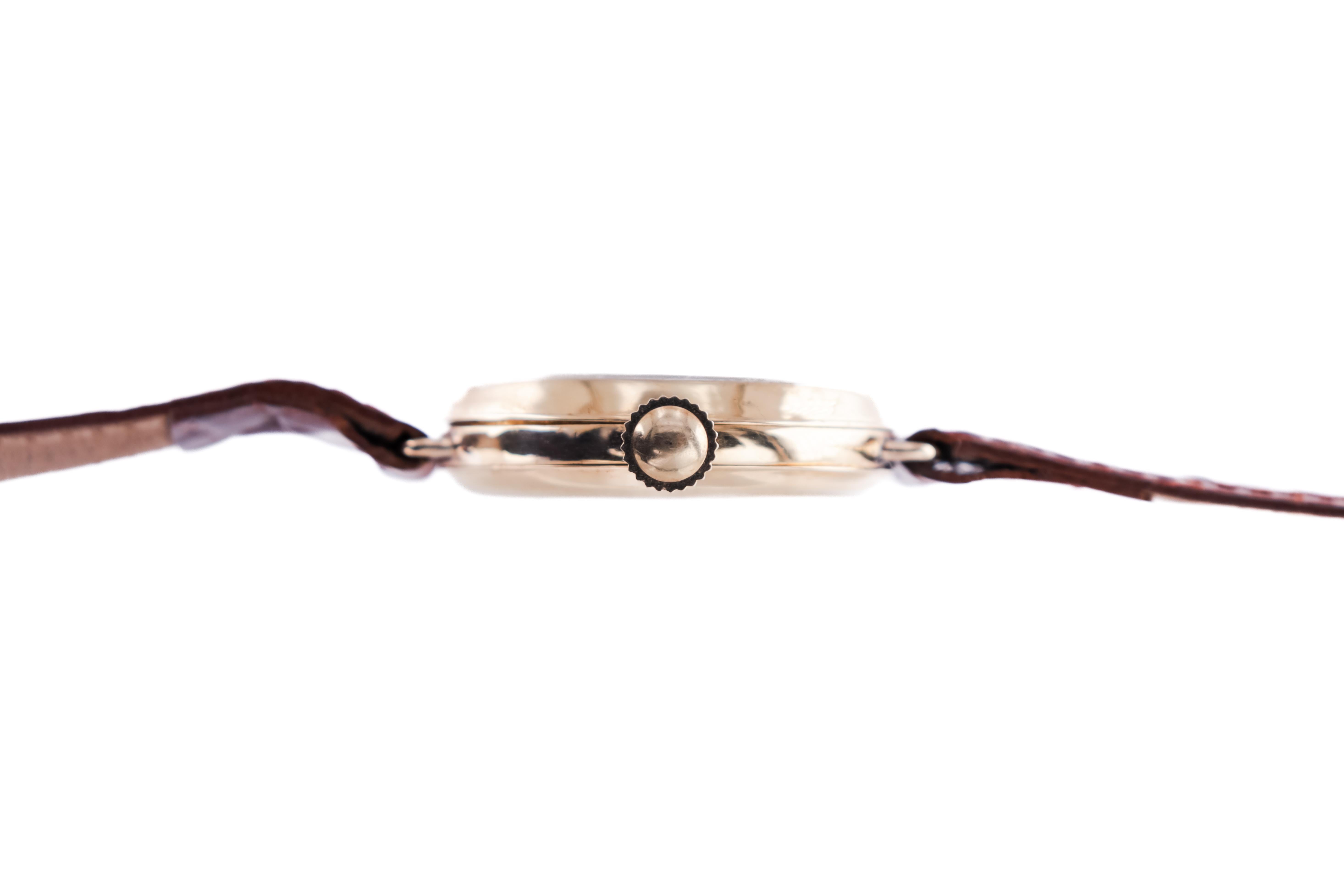 Lancet 18 Kt Yellow Gold Campaign with Kiln Fired Enamel Dial Trench Style 1915 1