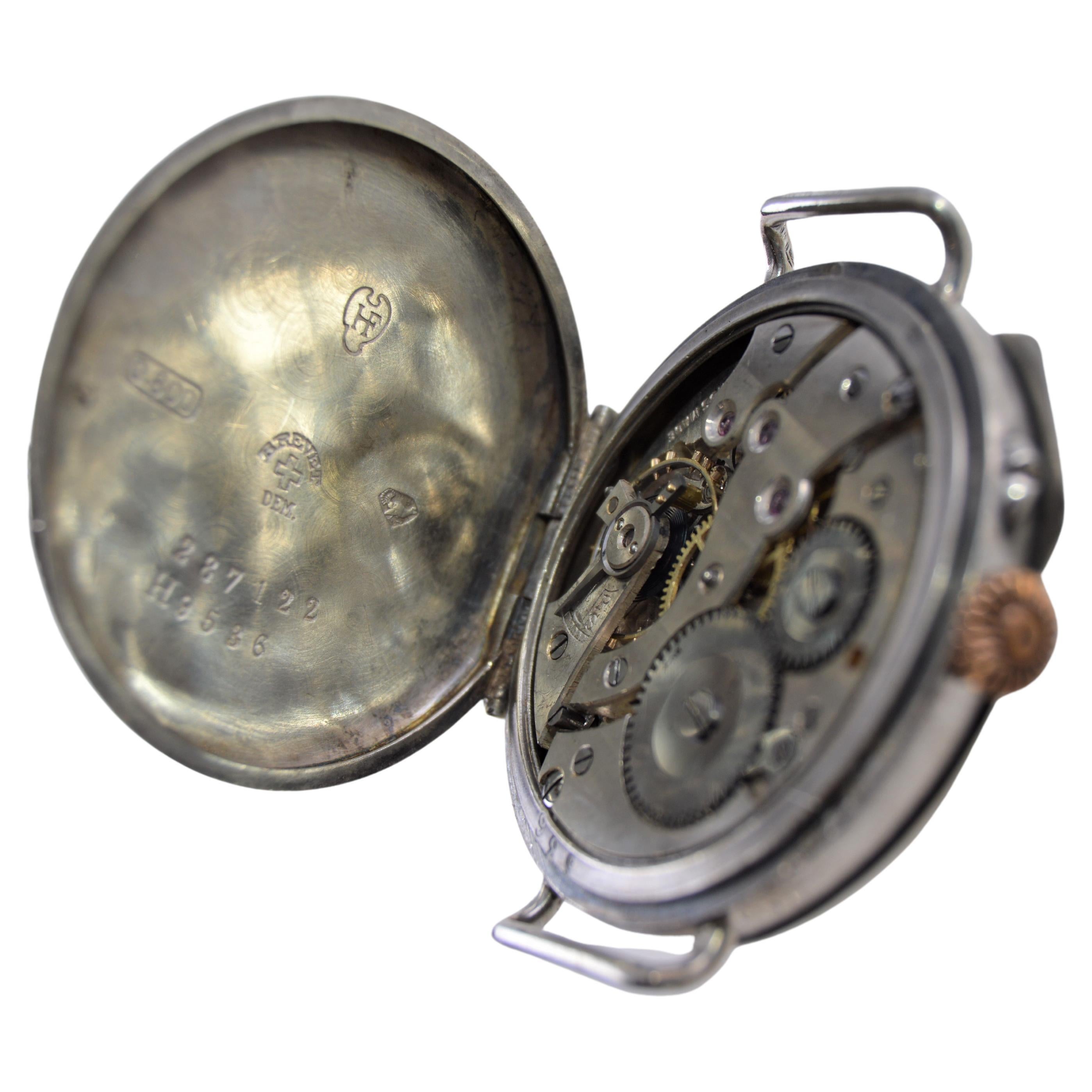 Lancet Französische W.W. 1 Campaign-Uhr aus Sterlingsilber mit Deckel 4