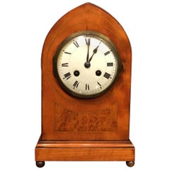 Antique Lancet Shaped Inlaid Mantle Clock English Edwardian Period