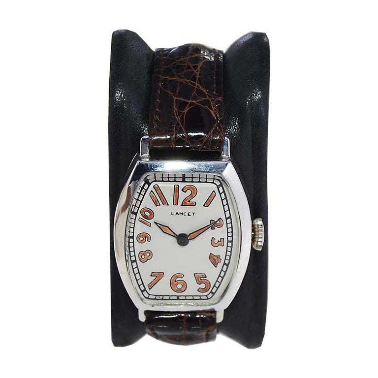 Lancet Sterling Silver Early Military Style with Kiln Fired Enamel Print 1915 For Sale at 1stDibs