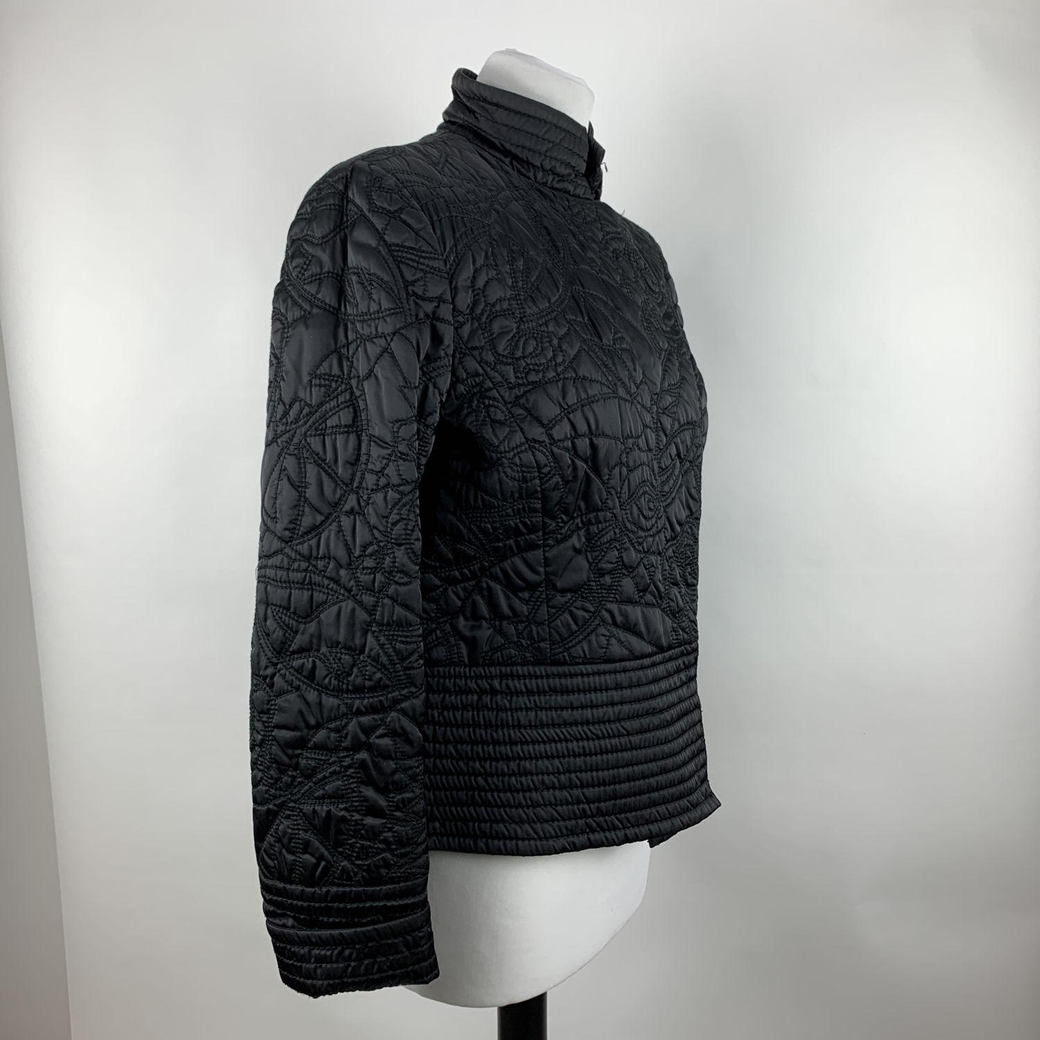 Lancetti Black Nylon Quilted Light Padded Jacket Size 44 IT In Excellent Condition In Rome, Rome
