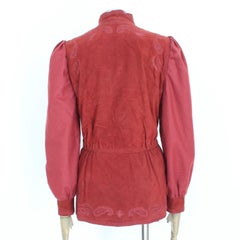 Lancetti Red Leather Paisley Jacket Blazer 1980s