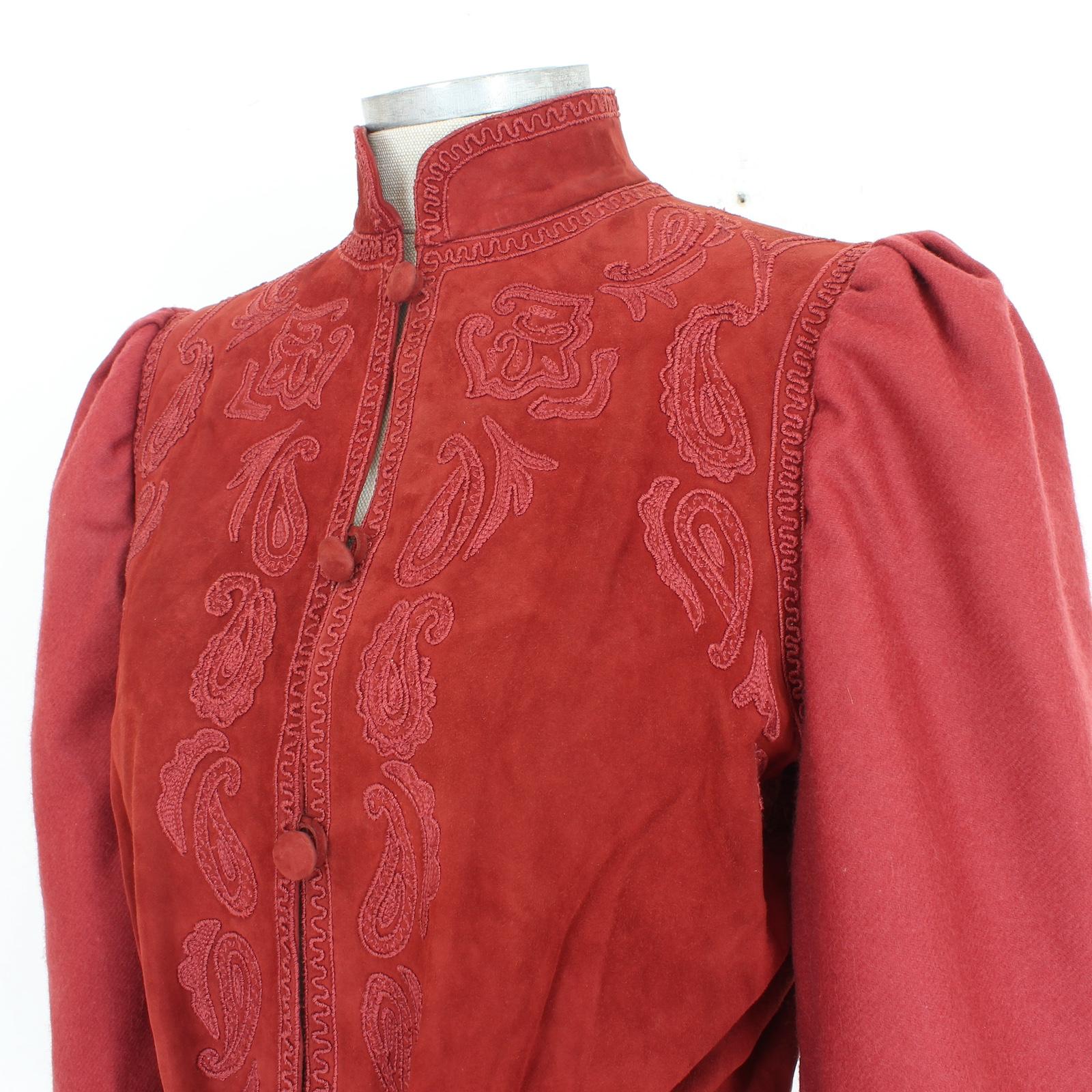 Lancetti Red Leather Paisley Jacket Blazer 1980s For Sale 1