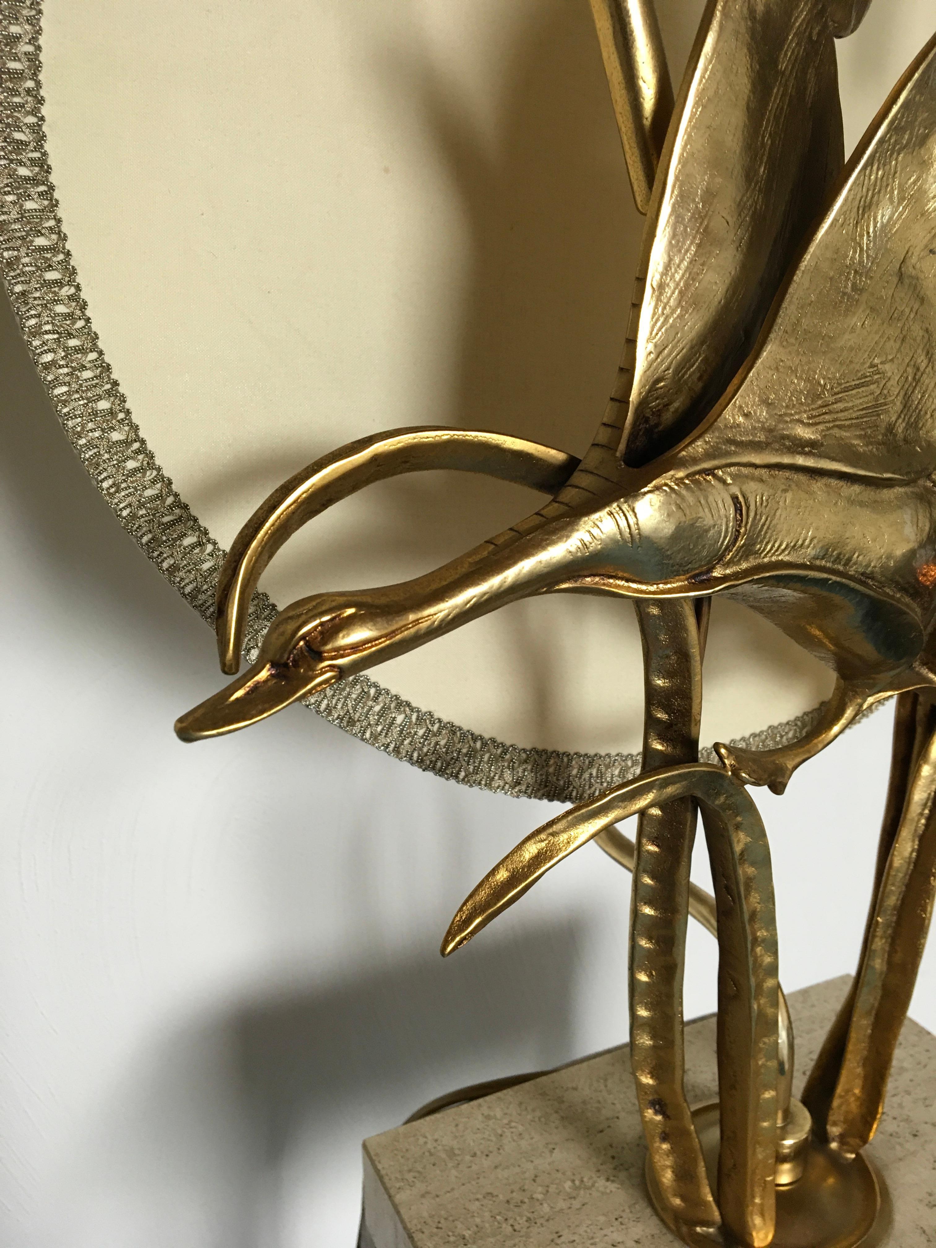 Italian Lancia Table Lamp with flying Birds in sunset For Sale