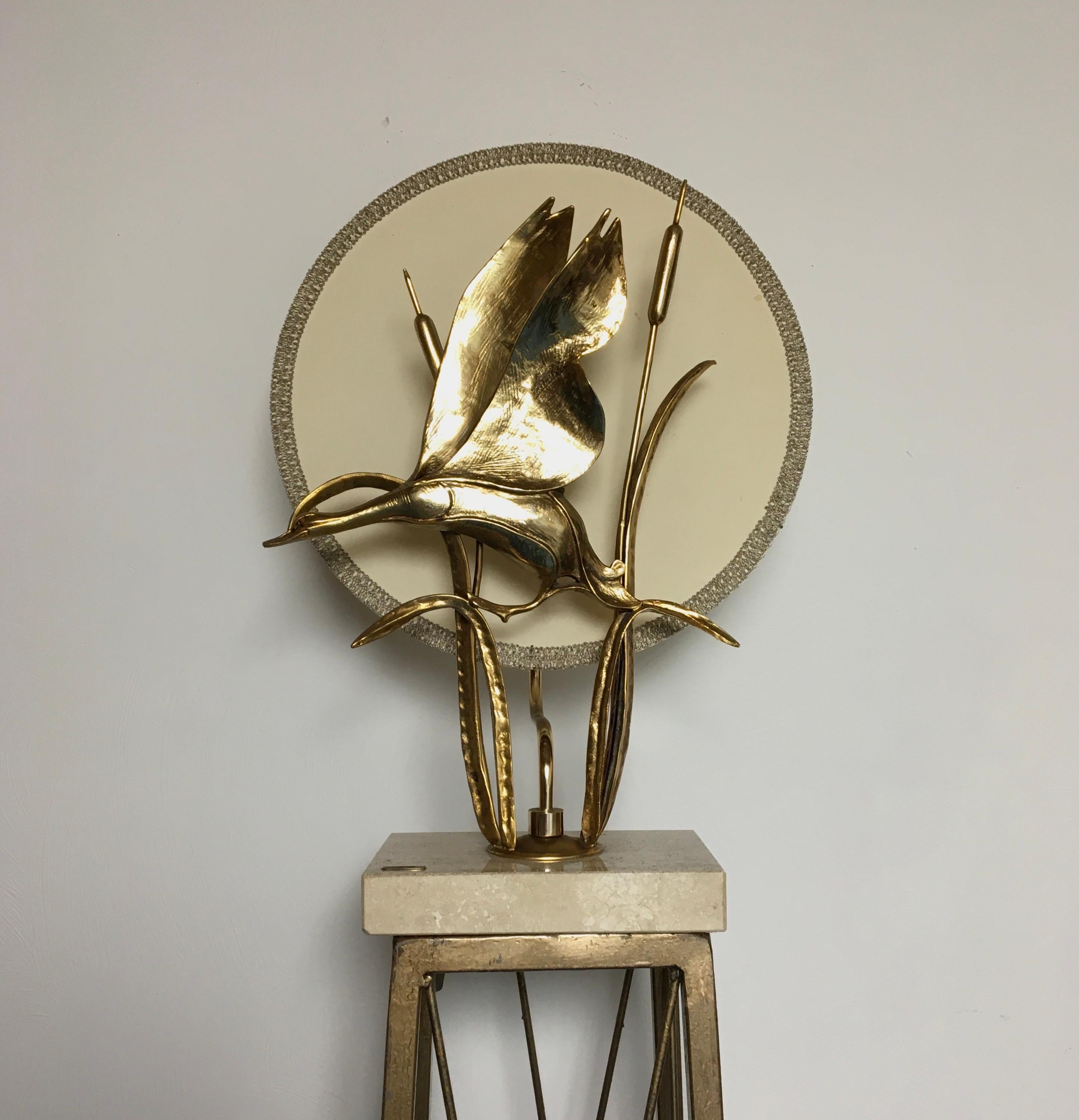 Lancia Table Lamp with flying Birds in sunset For Sale 1