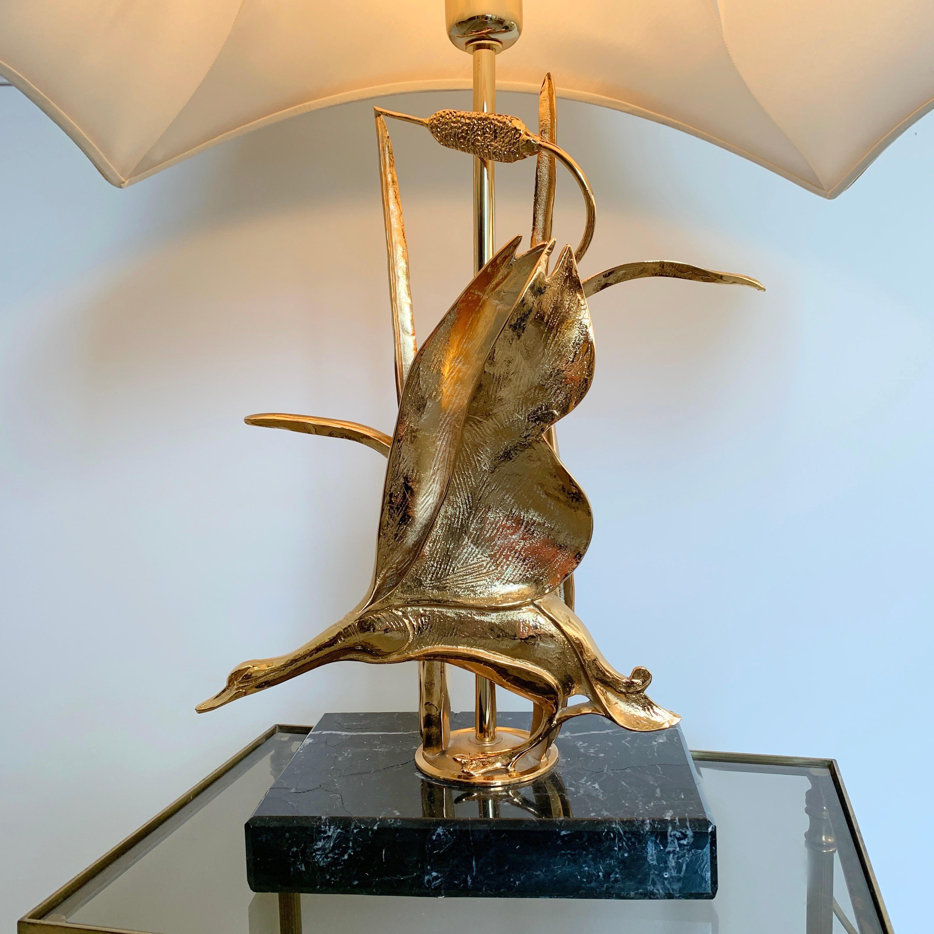 Italian Lanciotto Galeotti Gold Goose Table Lamp, Italy, 1970s For Sale