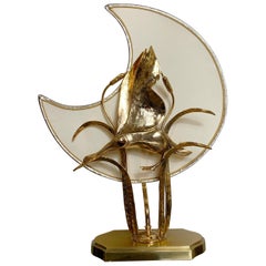 Lampe de bureau Lanciotto Galeotti, oiseau et lune