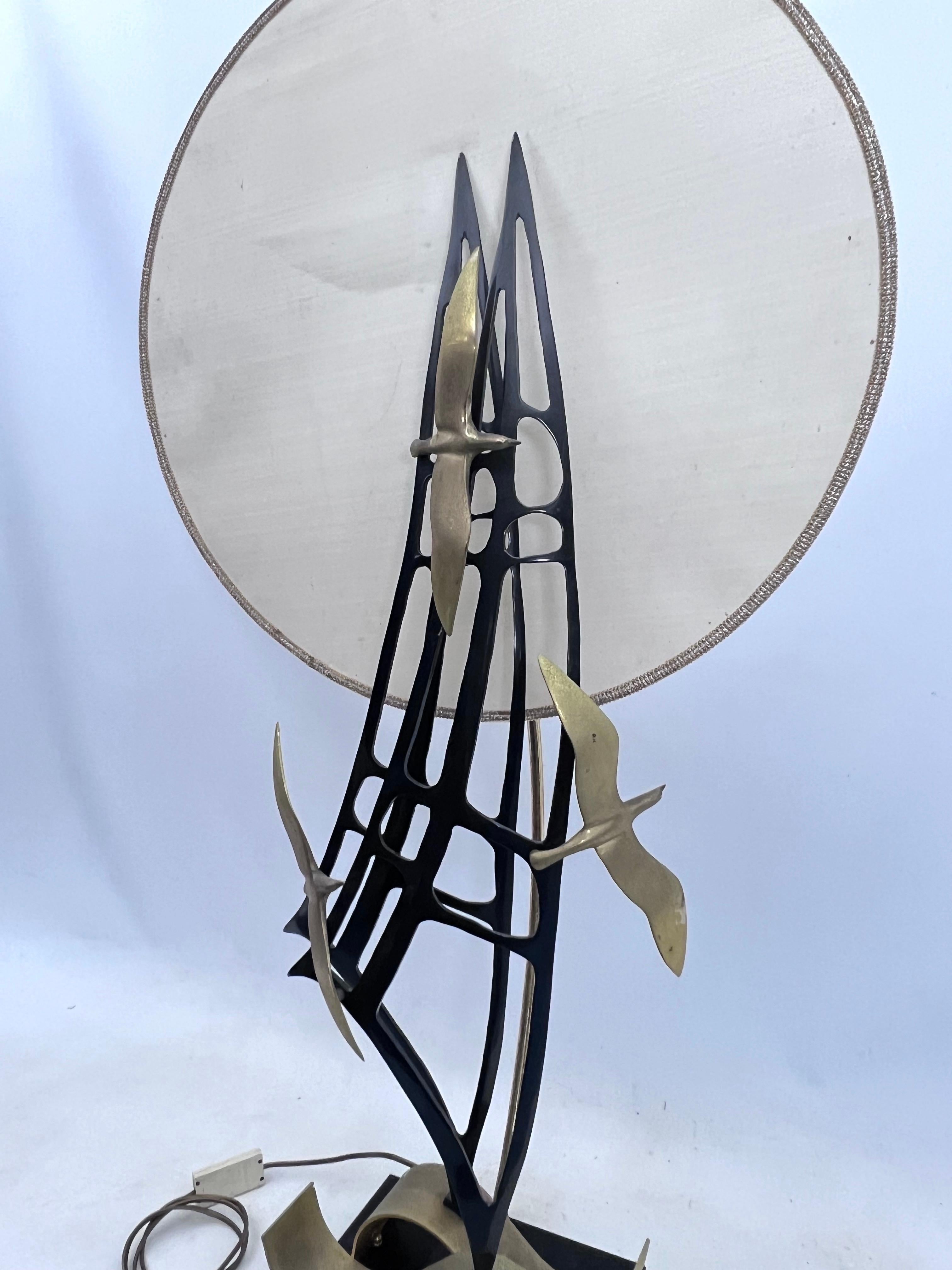 Late 20th Century Lanciotto Galeotti, Midcentury Gold-Plated Italian Lamp by L'Originale, 1970s For Sale
