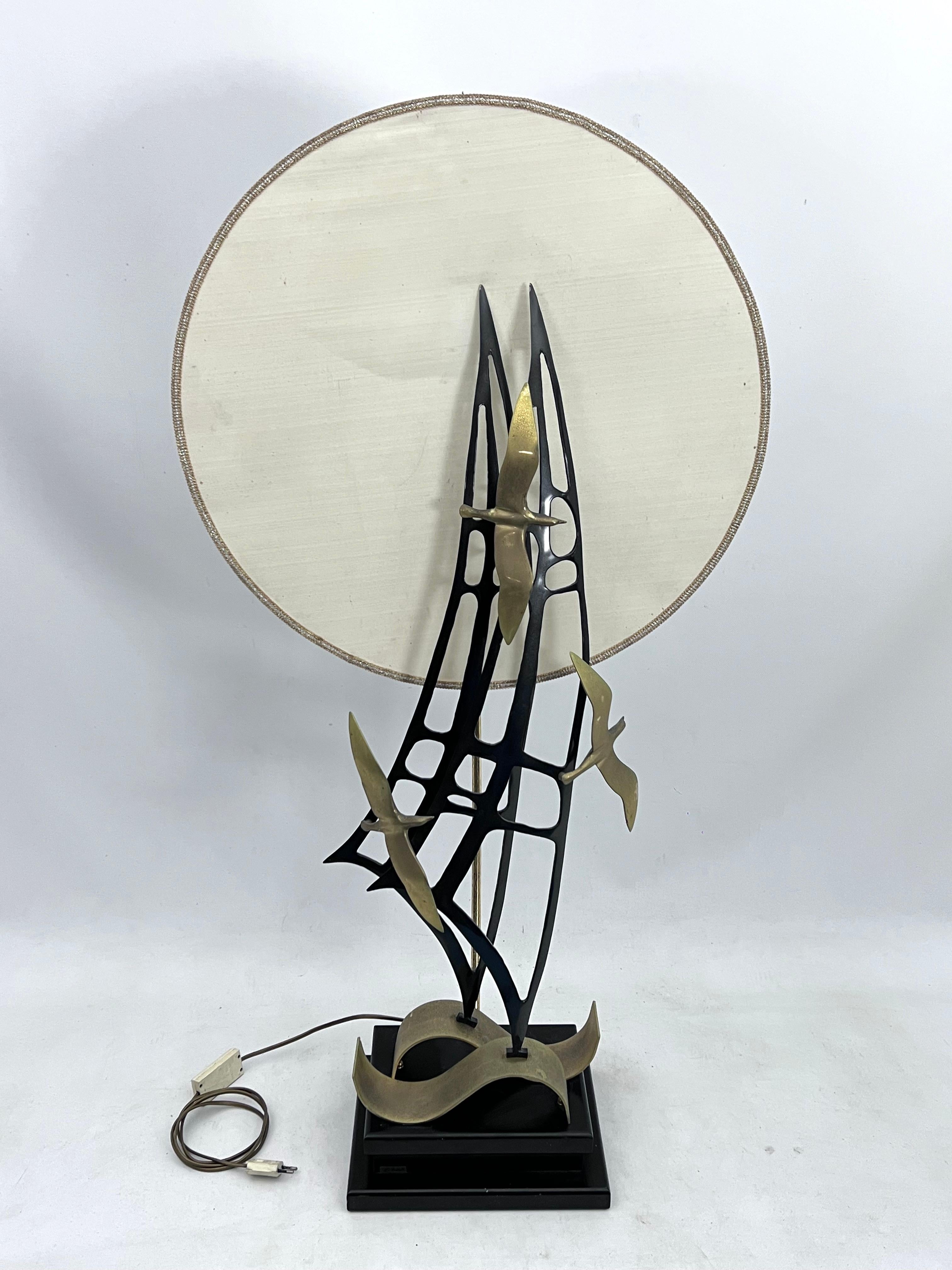 Brass Lanciotto Galeotti, Midcentury Gold-Plated Italian Lamp by L'Originale, 1970s For Sale