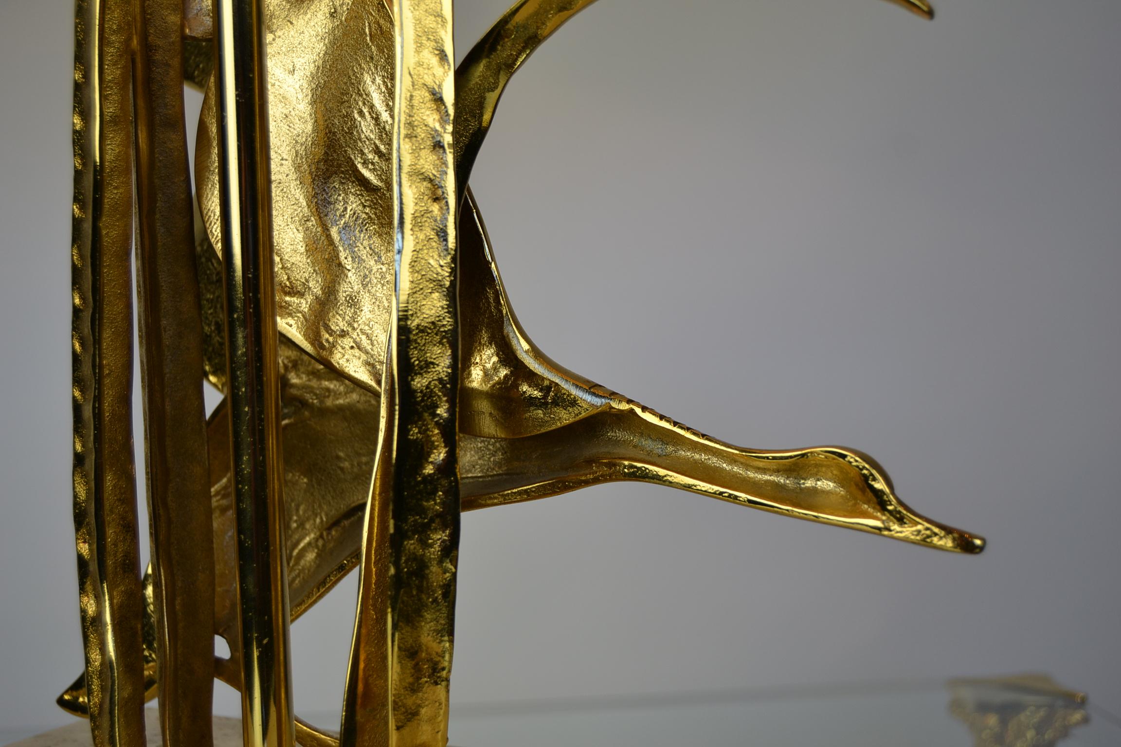 Brass Bird Table Lamp by Lanciotto Galeotti for L' Originale, Italy, 1970s In Good Condition In Antwerp, BE